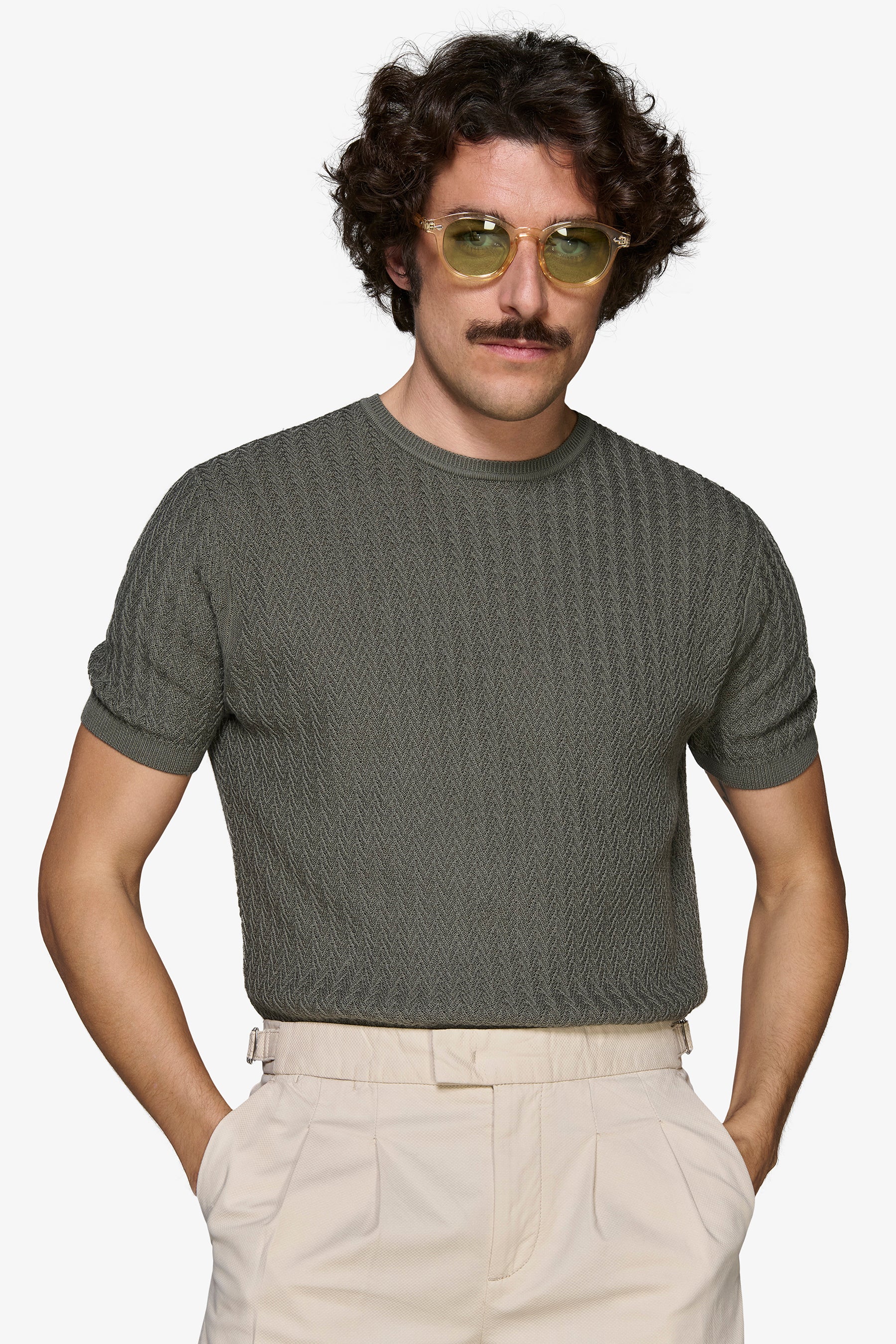 Rundhals-Pullover verstärkt in Grün