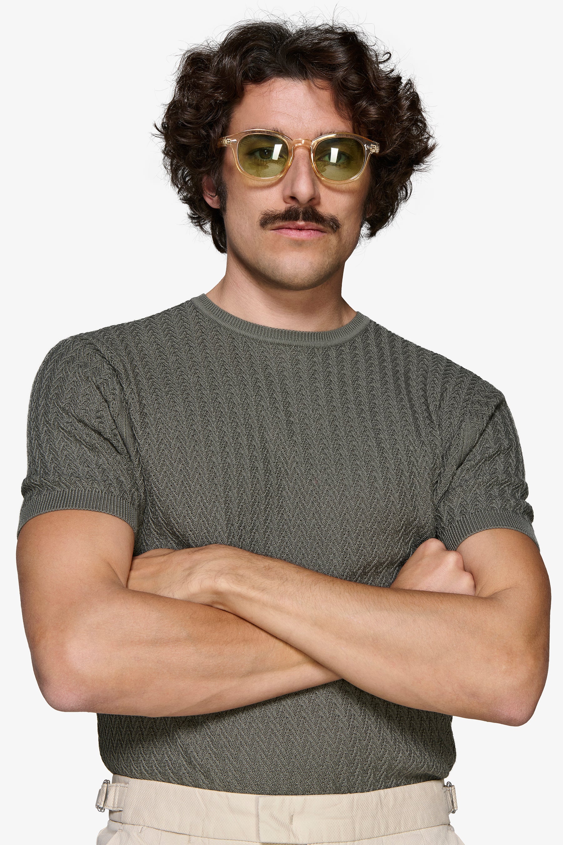 Rundhals-Pullover verstärkt in Grün