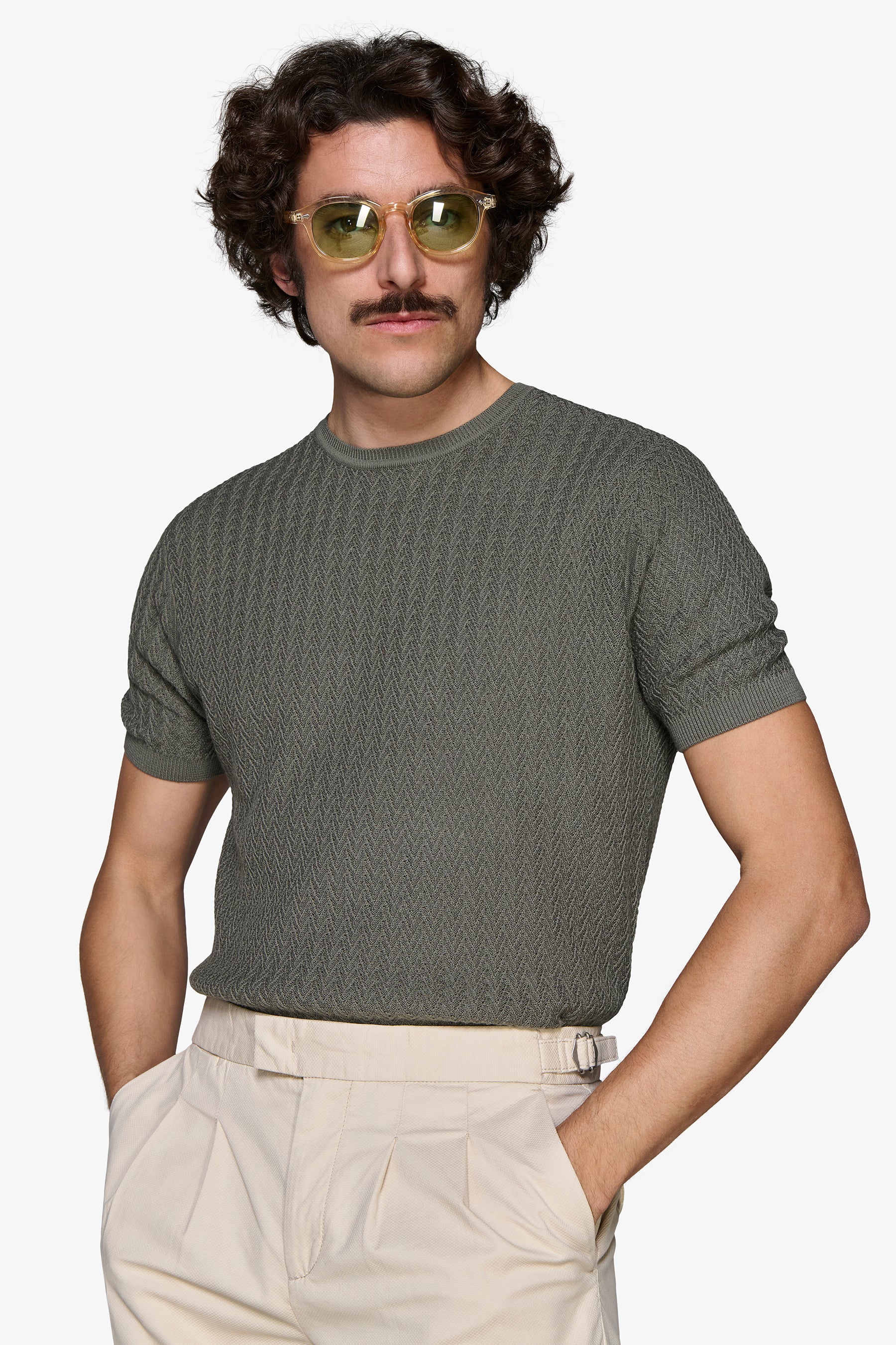 Rundhals-Pullover verstärkt in Grün