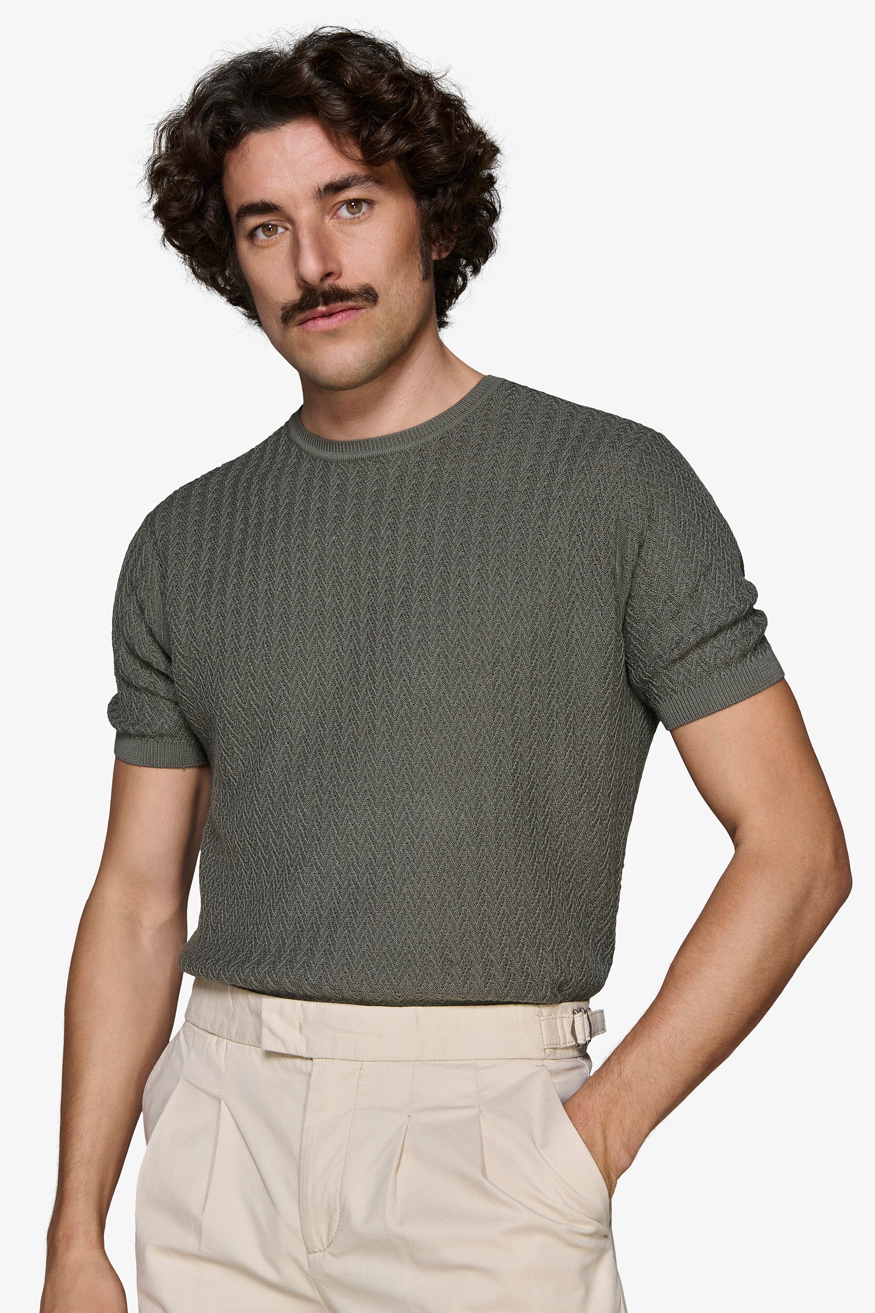 Rundhals-Pullover verstärkt in Grün