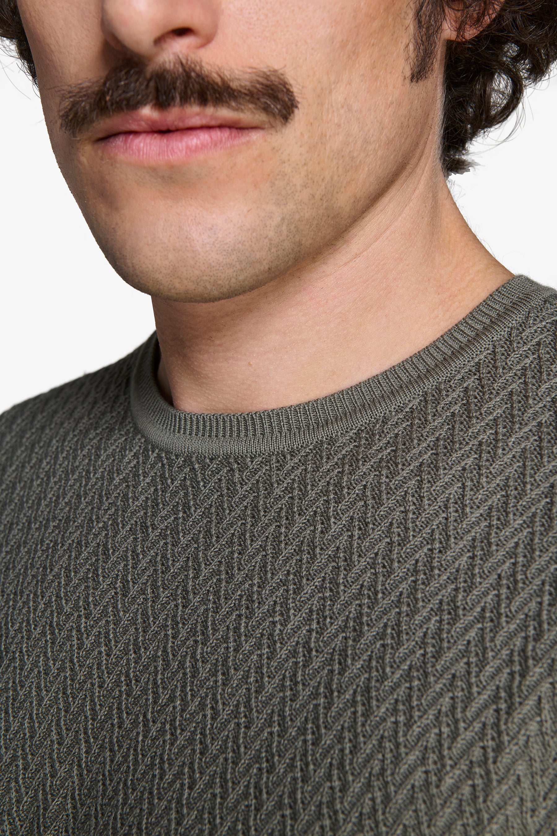 Rundhals-Pullover verstärkt in Grün