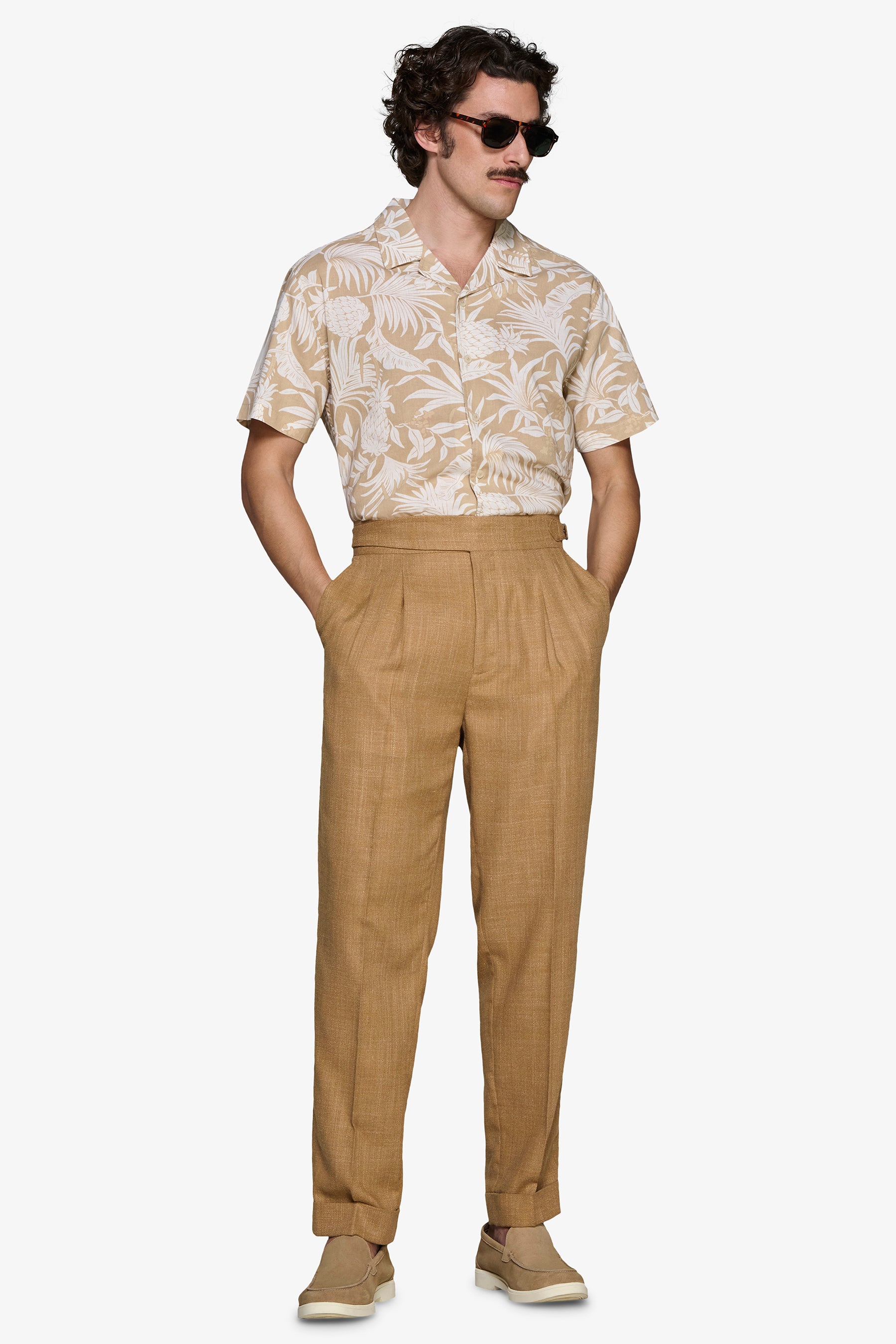 Sand linen blend Hawaiian shirt