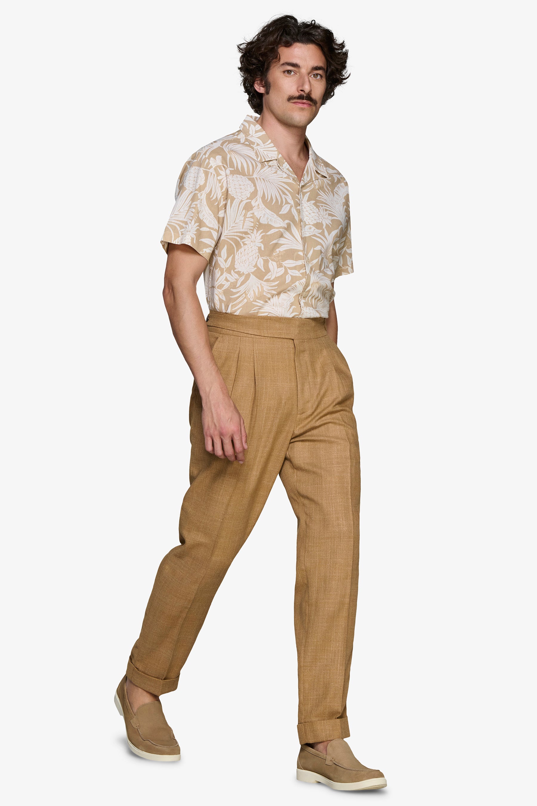 Sand linen blend Hawaiian shirt