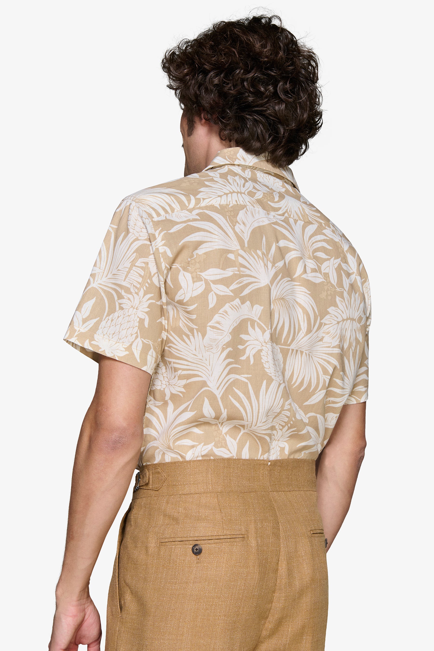 Sand linen blend Hawaiian shirt