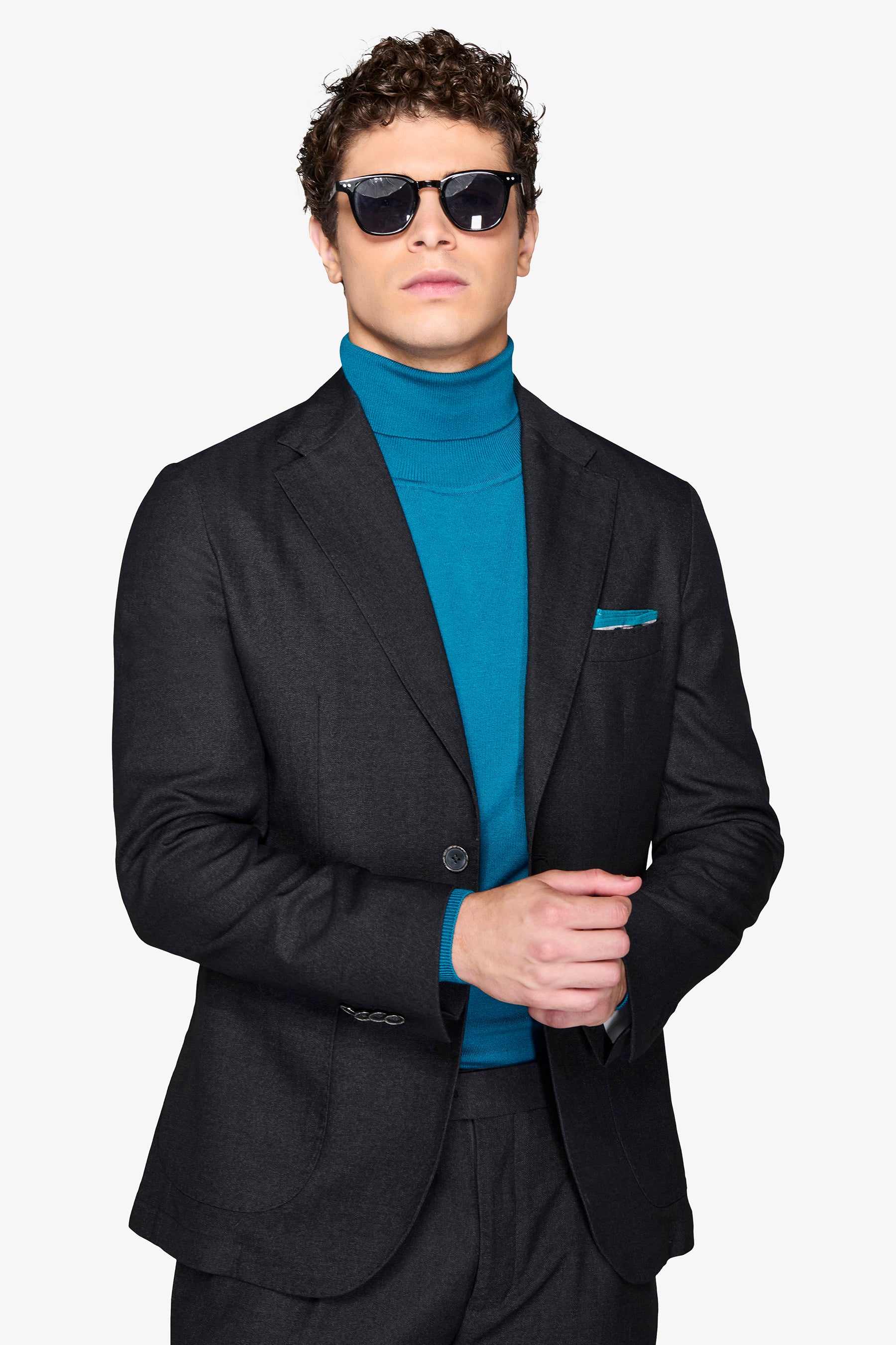 Giacca da abito twill melange nero-Dan John