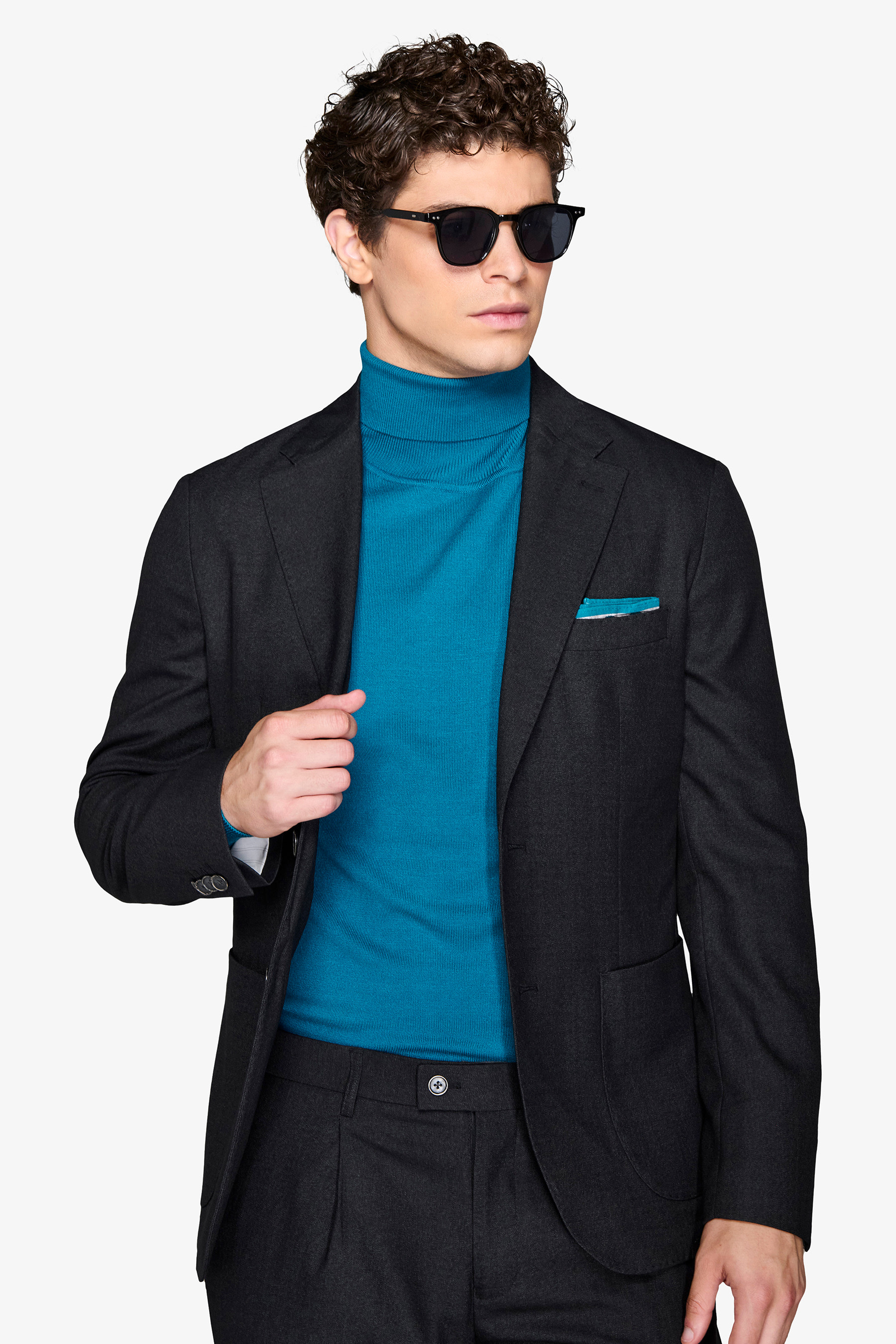 Giacca da abito twill melange nero-Dan John
