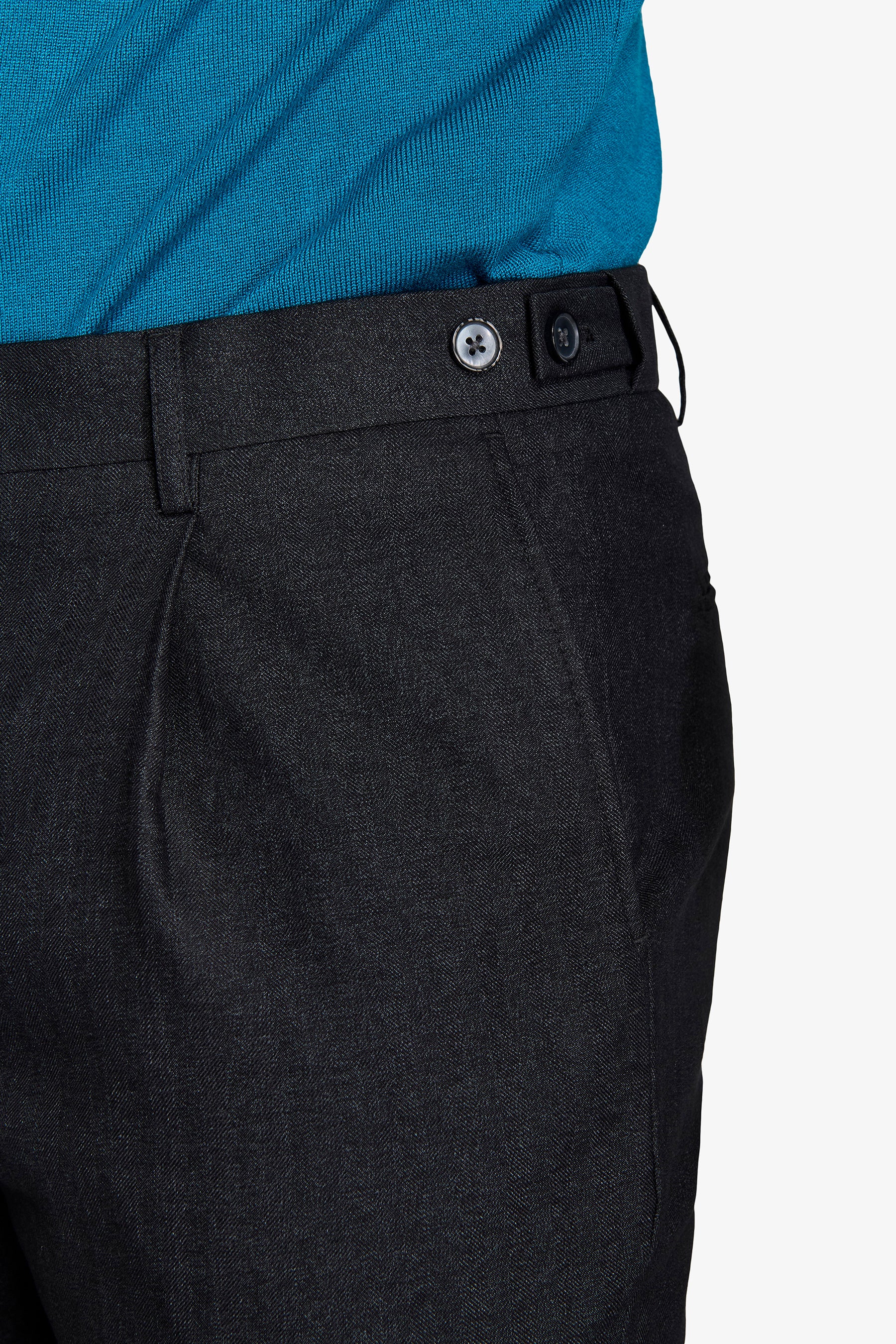 Pantaloni da abito twill melange nero-Dan John