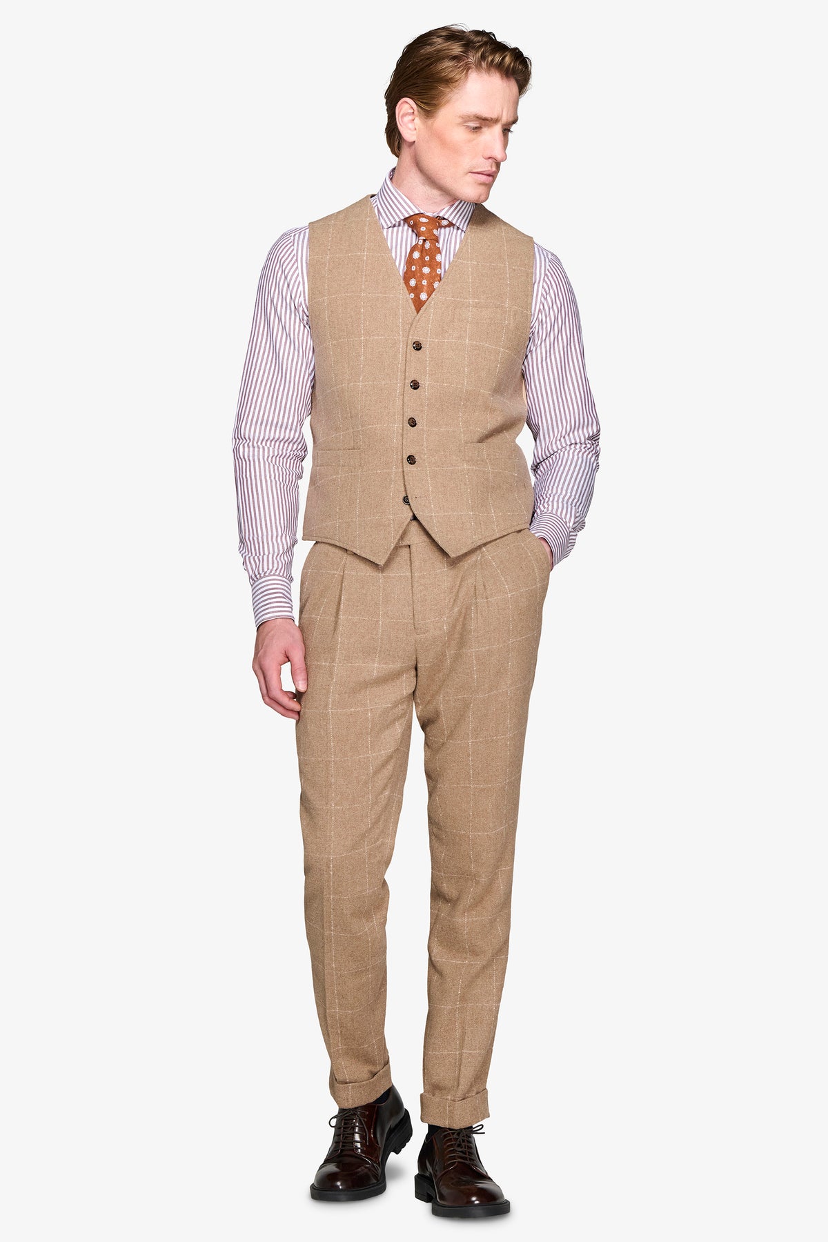 Gilet finestrato cammello-Dan John