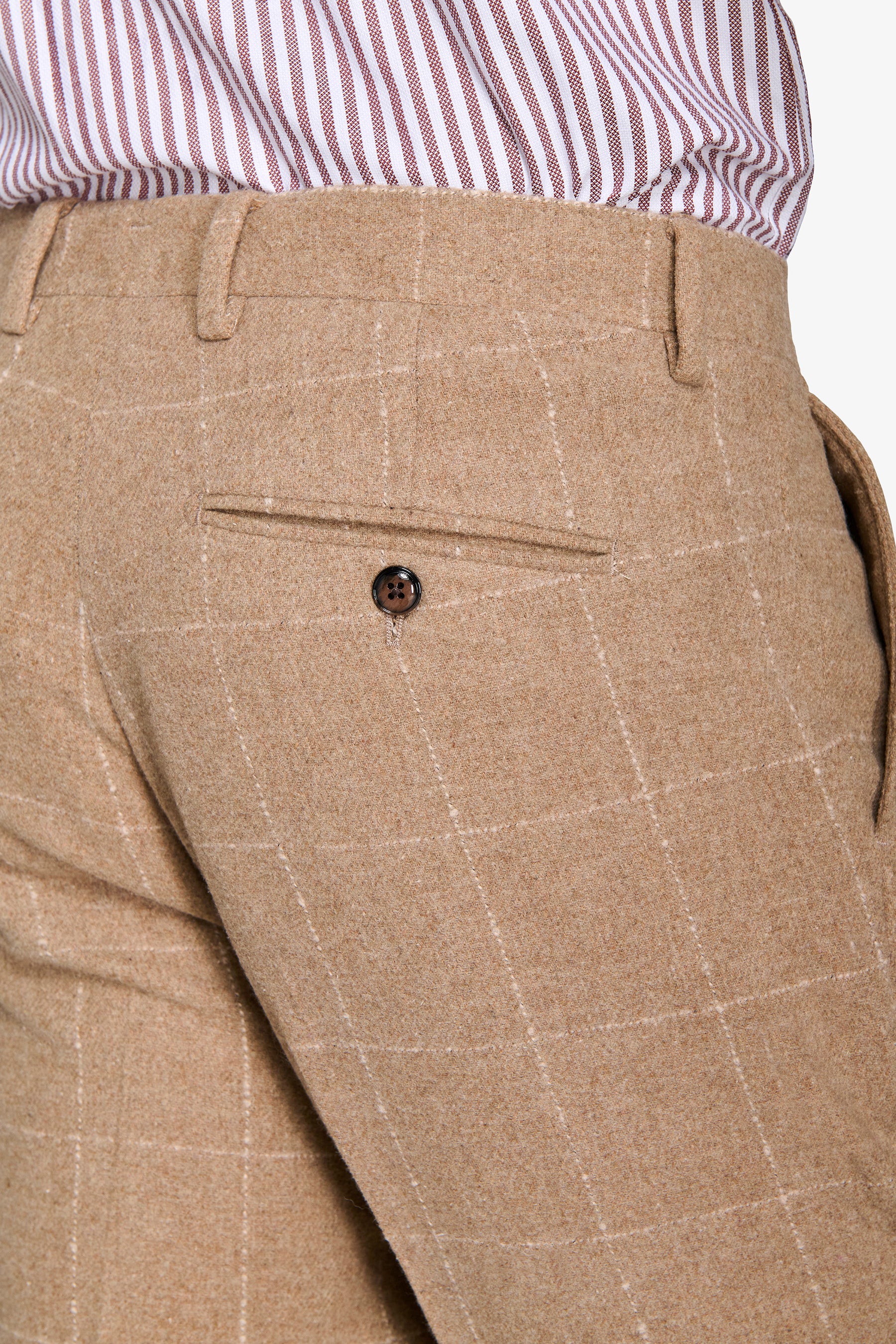 Pantaloni da abito finestrato misto lana cammello-Dan John