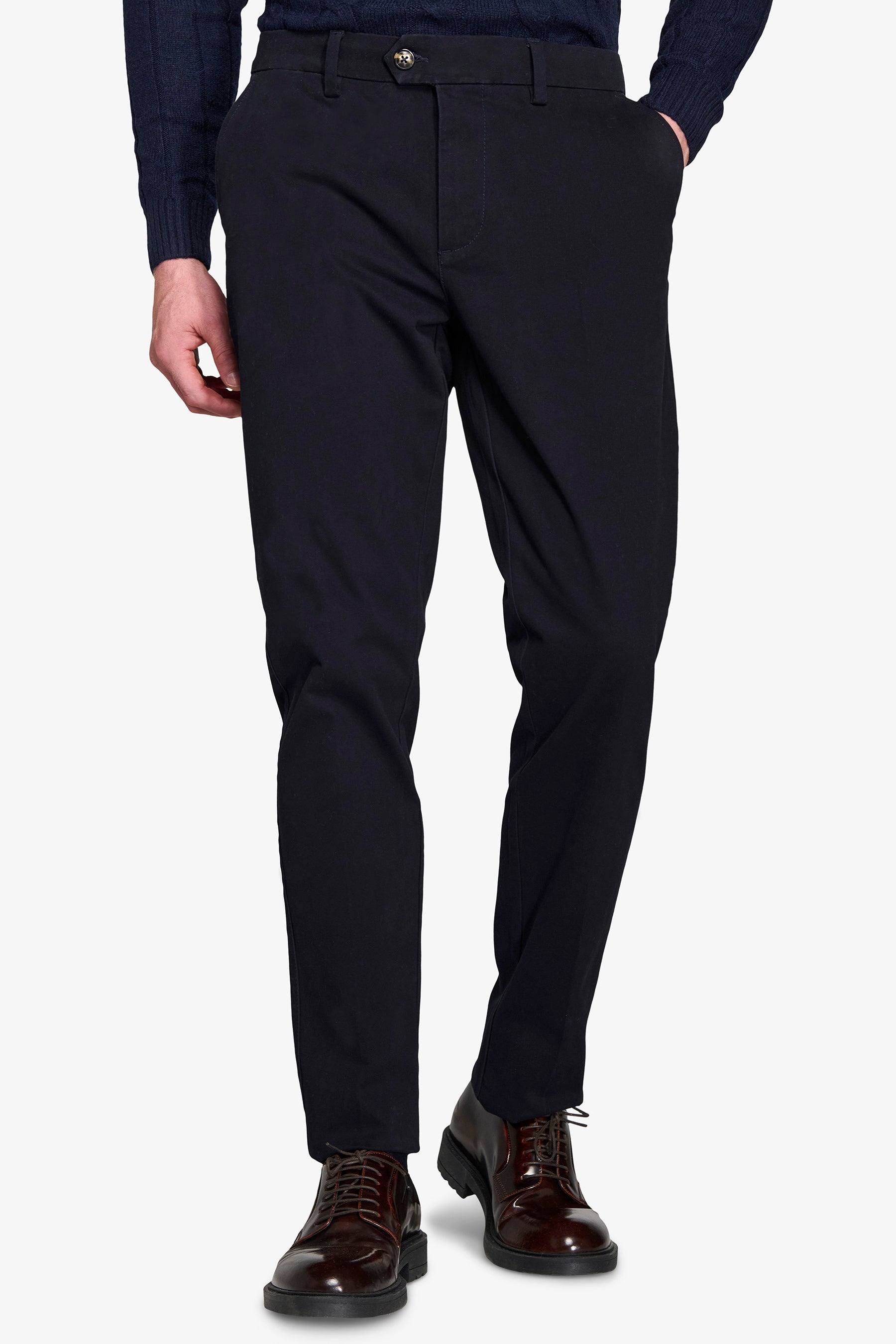 Pantalon chino en gabardine bleu