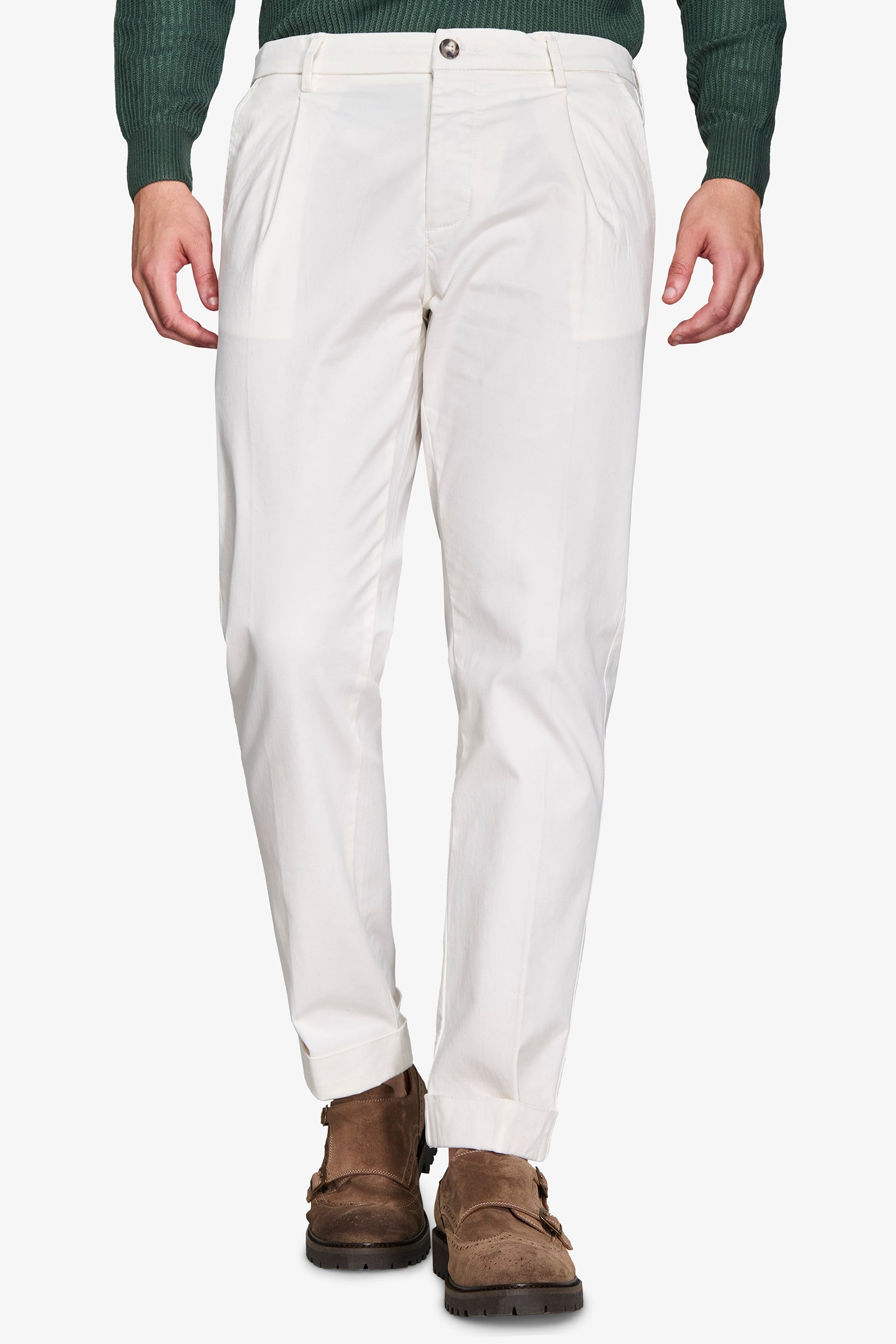 Pantaloni gabardina stretch bianco-Dan John