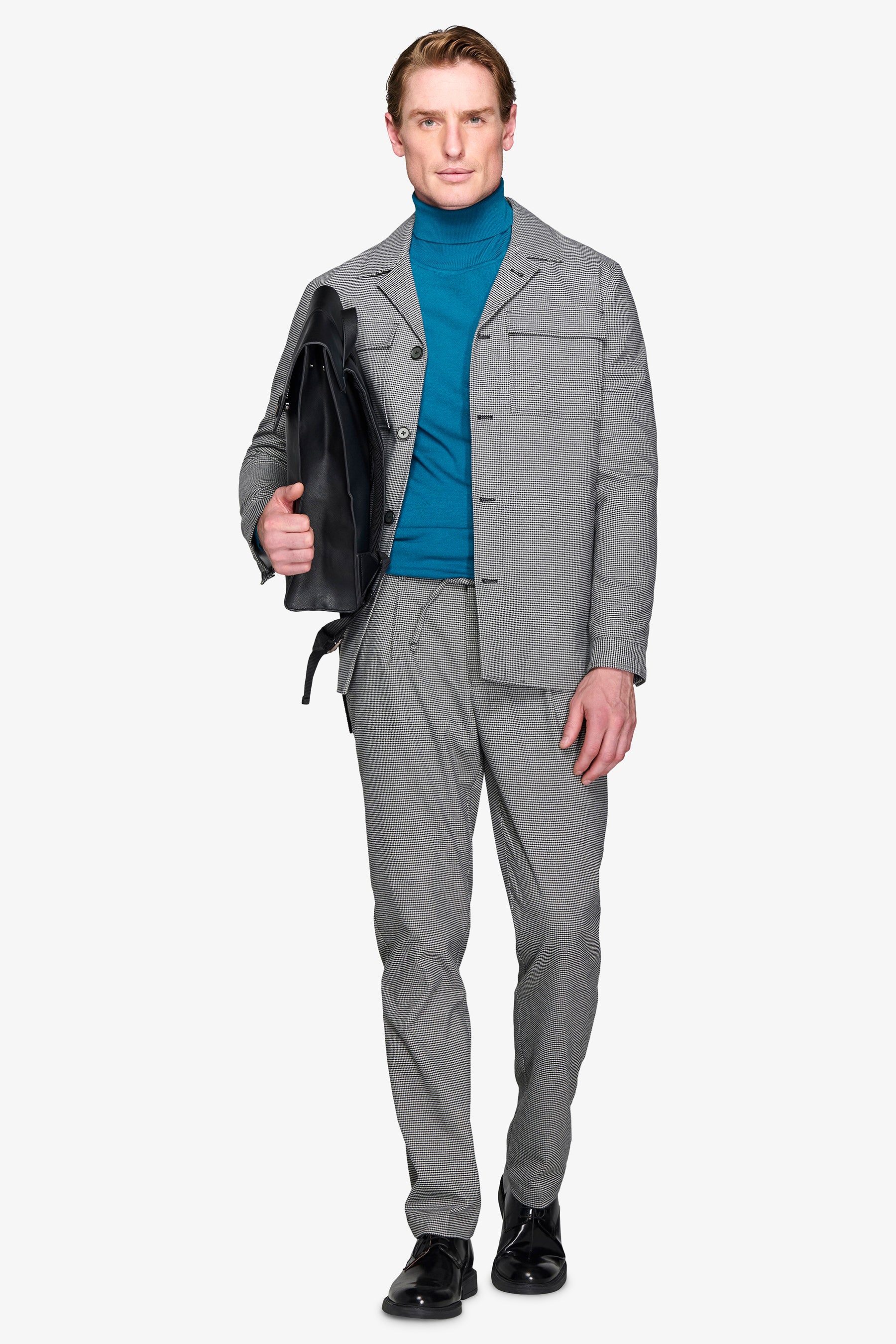 Giacca da abito worker pied de poule nero-Dan John