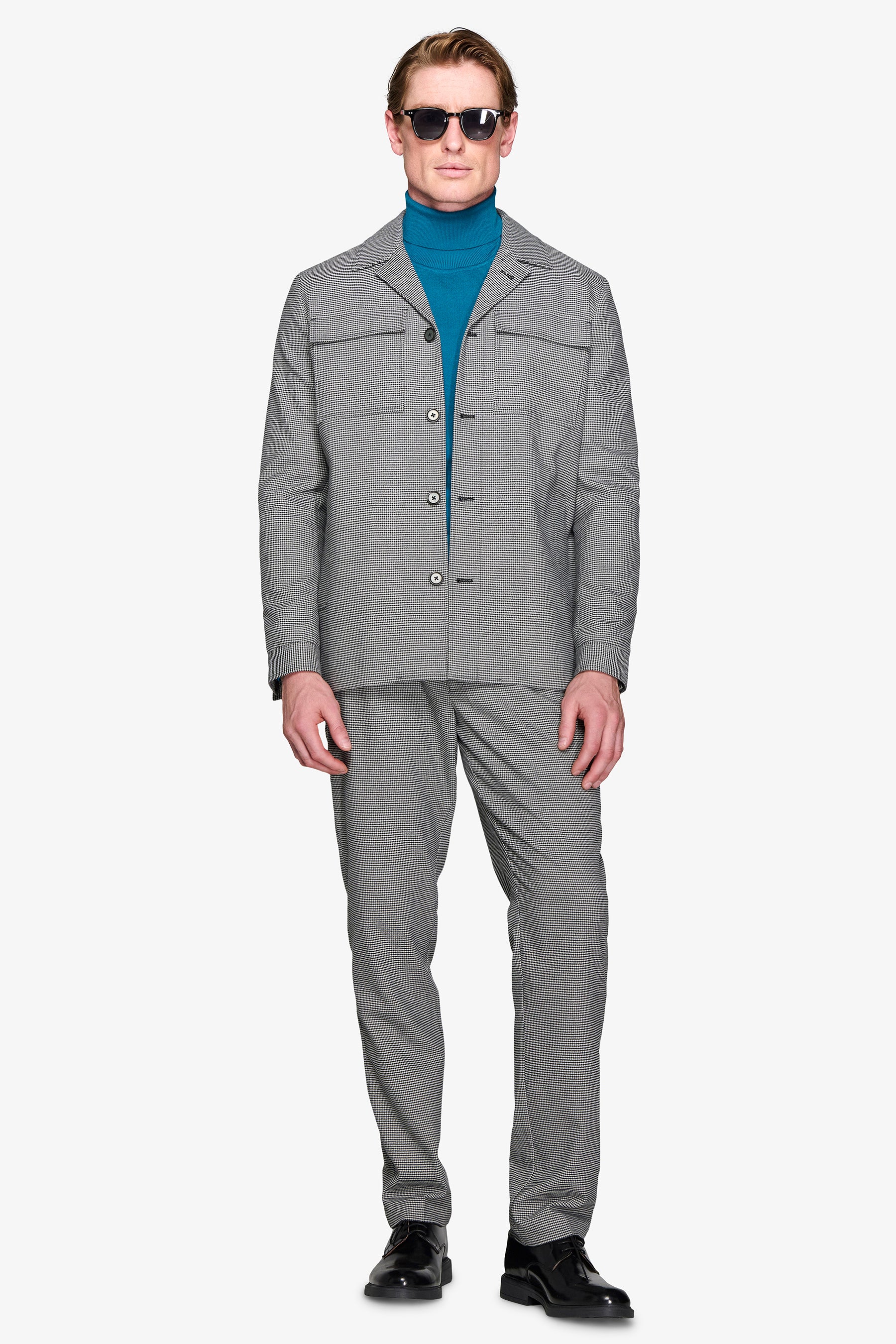 Giacca da abito worker pied de poule nero-Dan John