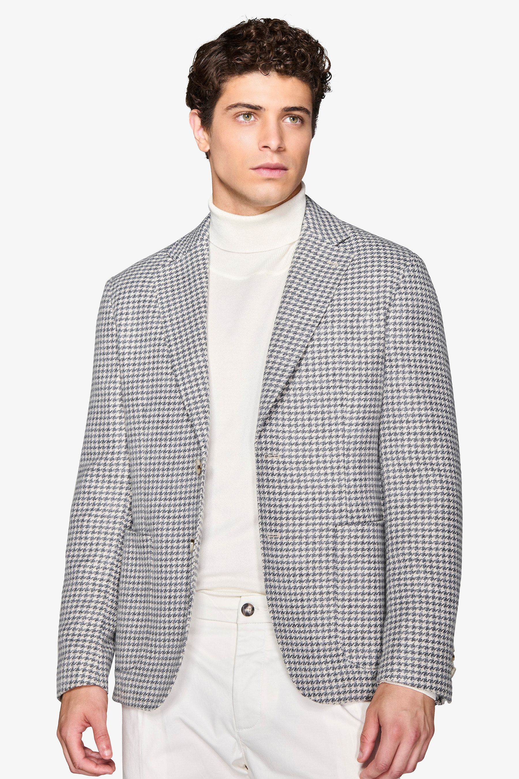 Giacca pied de poule misto lana grigio medio-Dan John