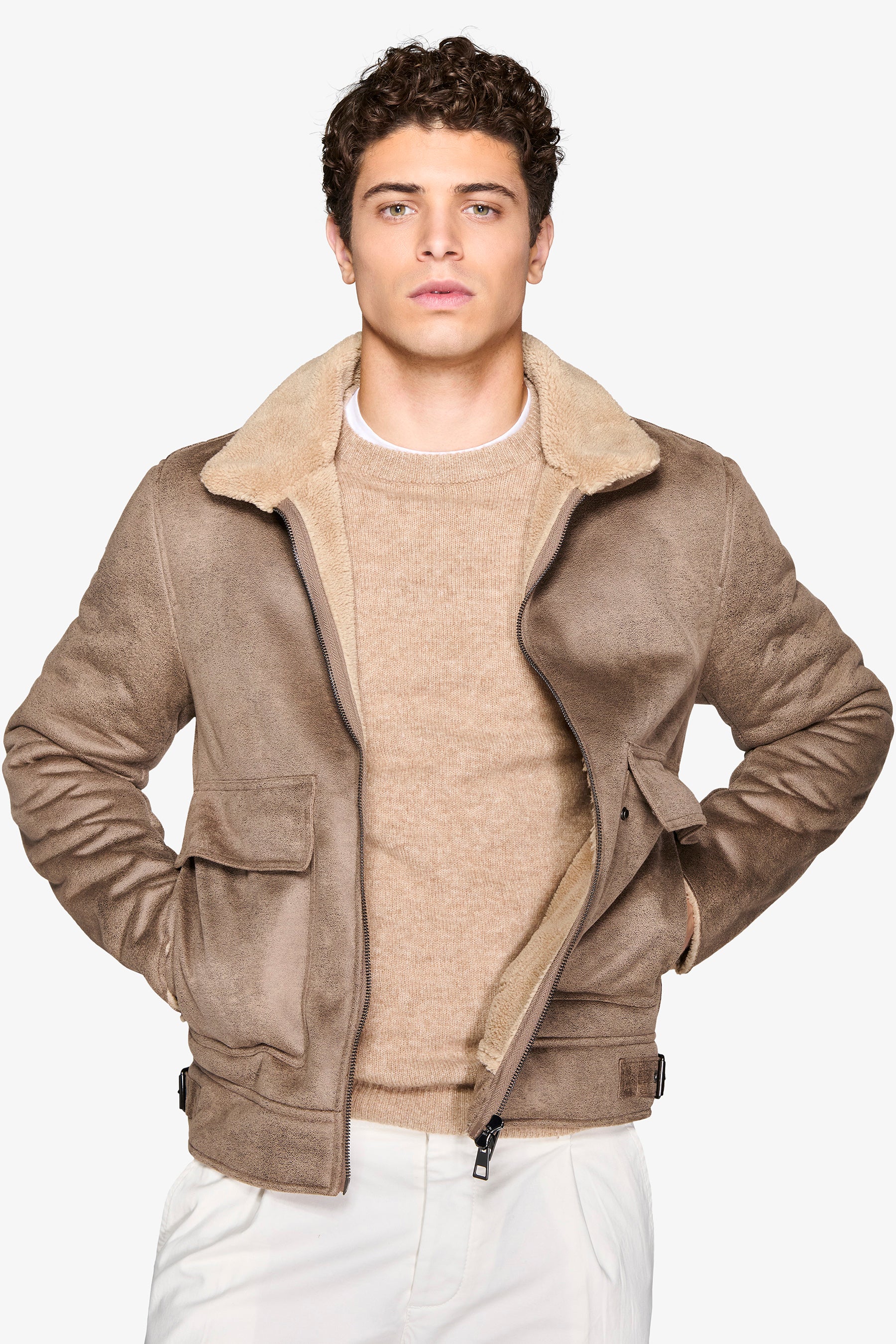 Giubbotto Aviatore montone tortora-Dan John