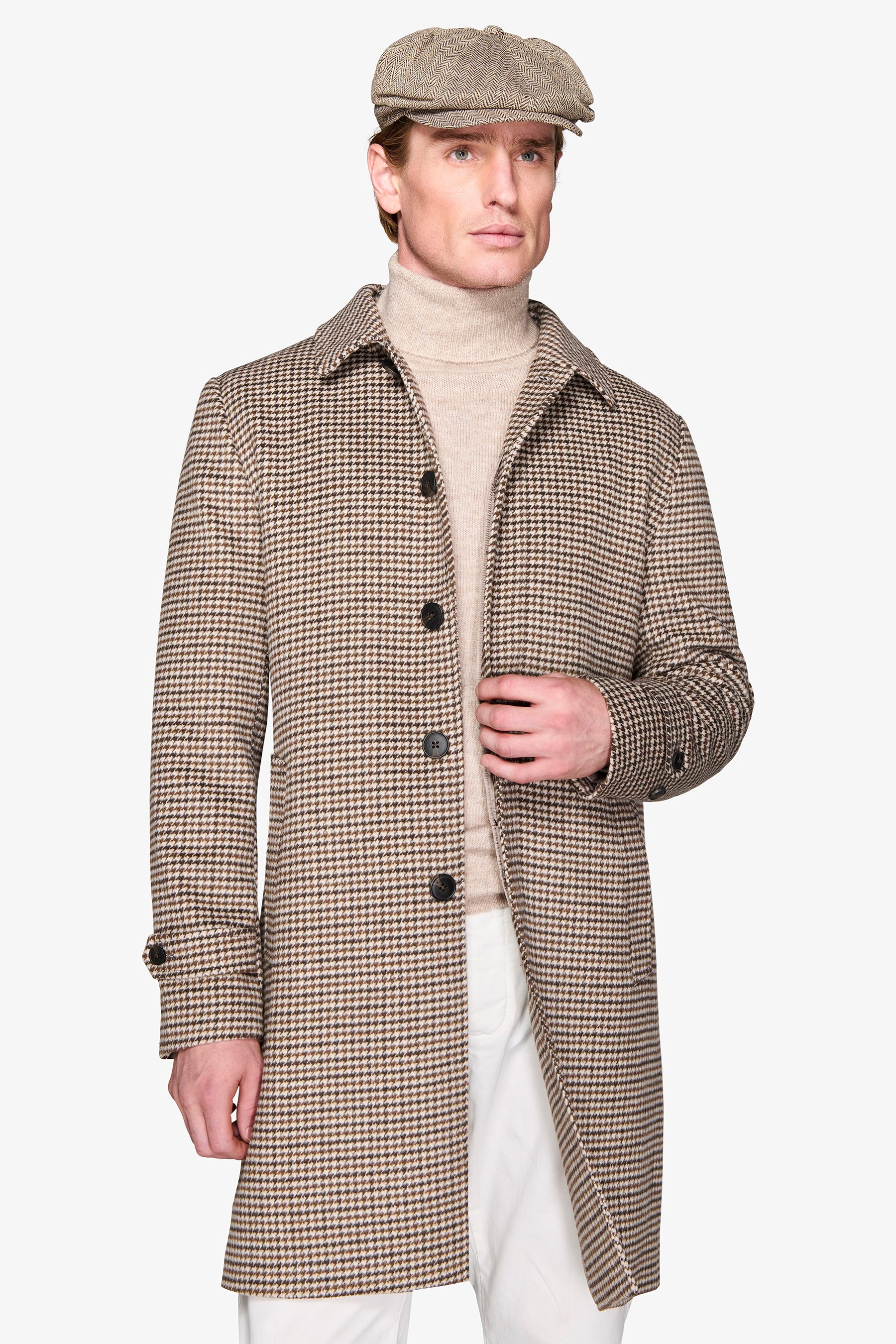 Cappotto Pied de Poule tortora-Dan John