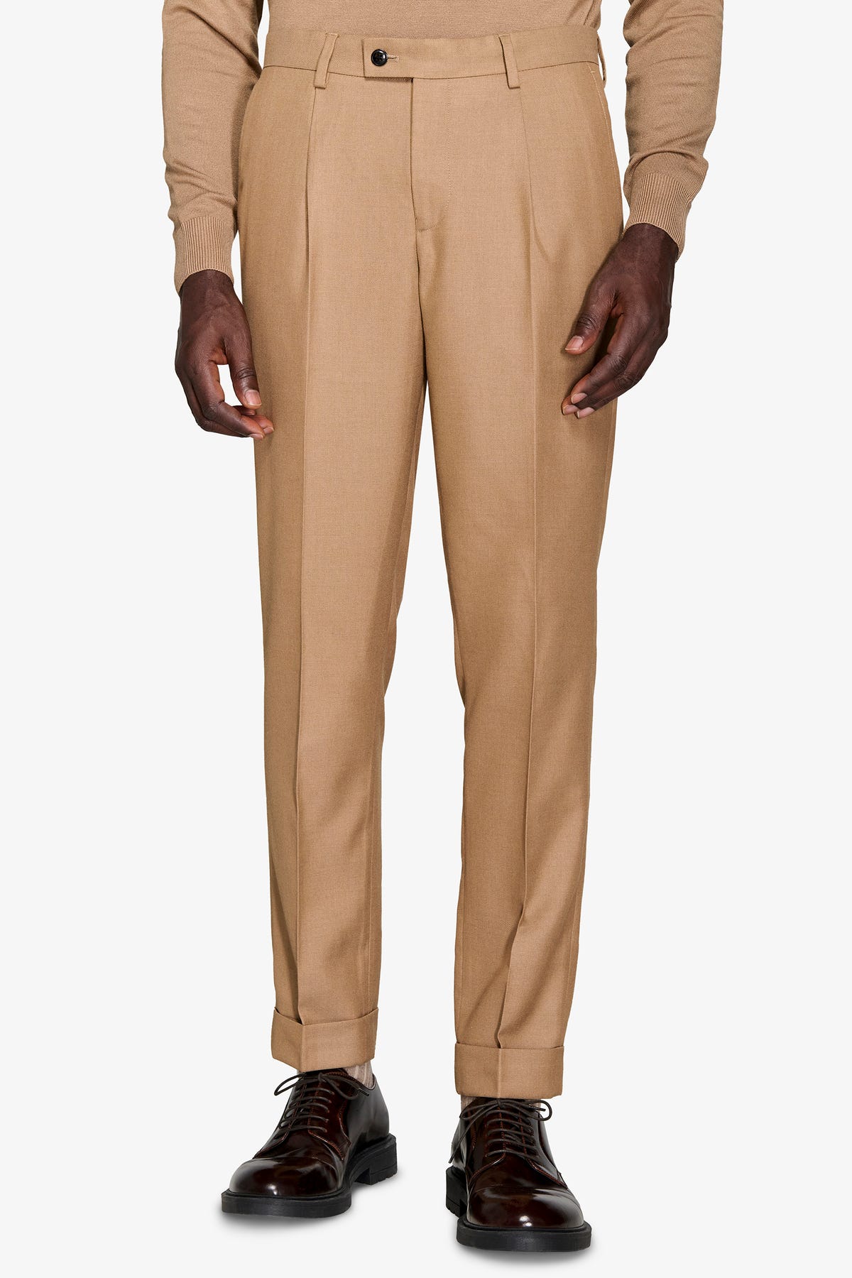 Pantaloni da abito twill cammello-Dan John