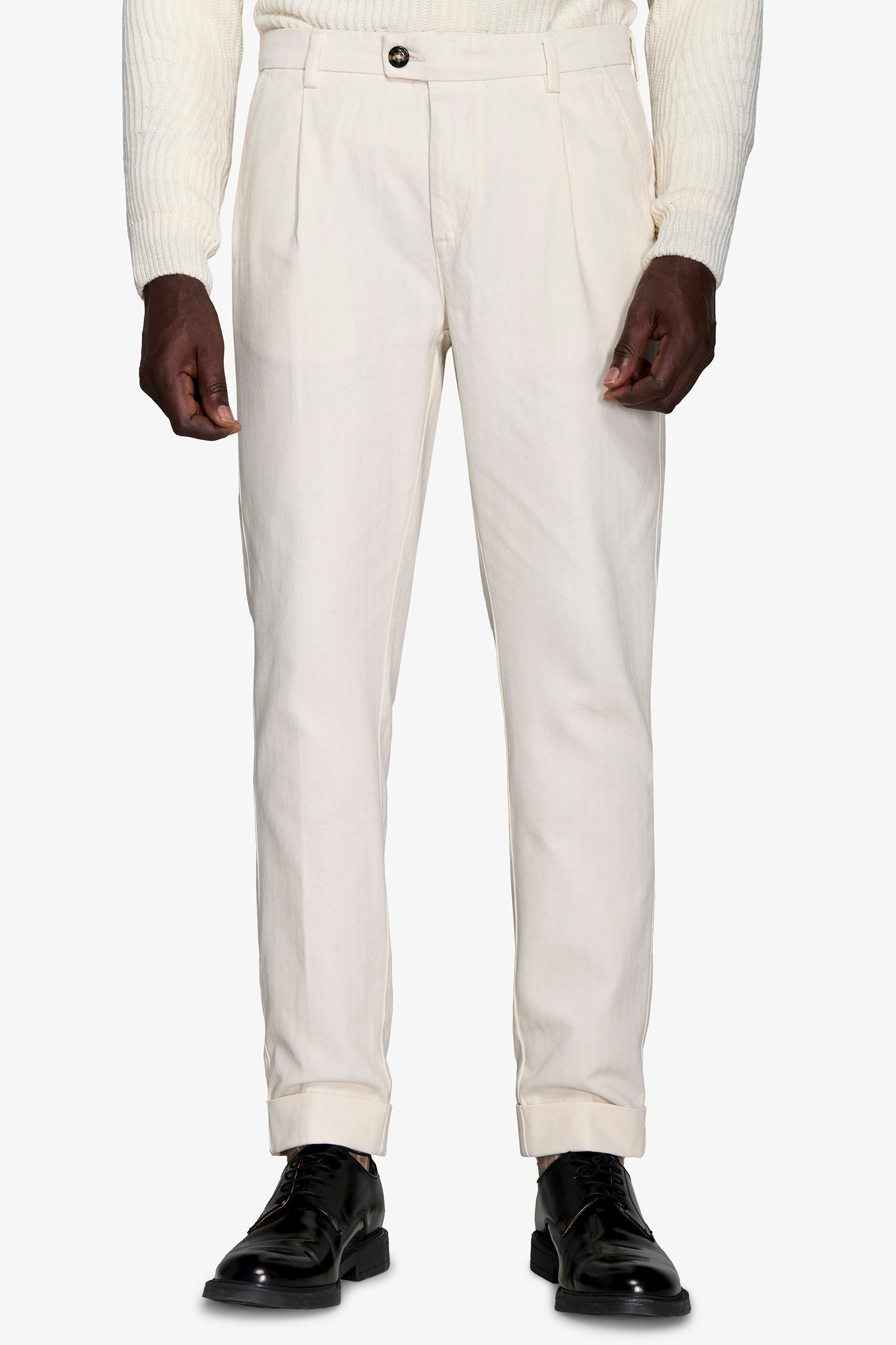 Pantalone spigato panna slim-Dan John