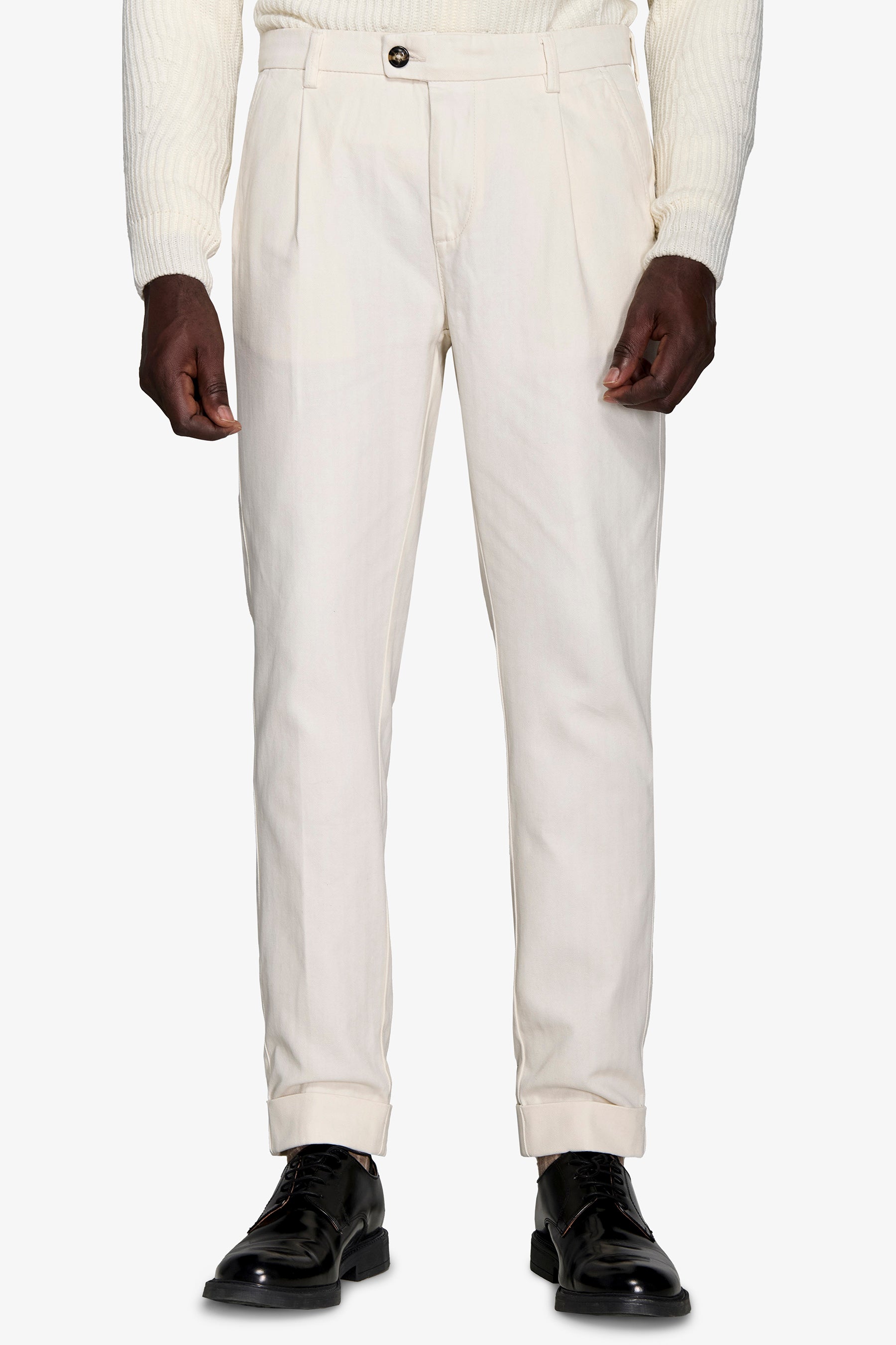 Pantalone spigato panna slim-Dan John