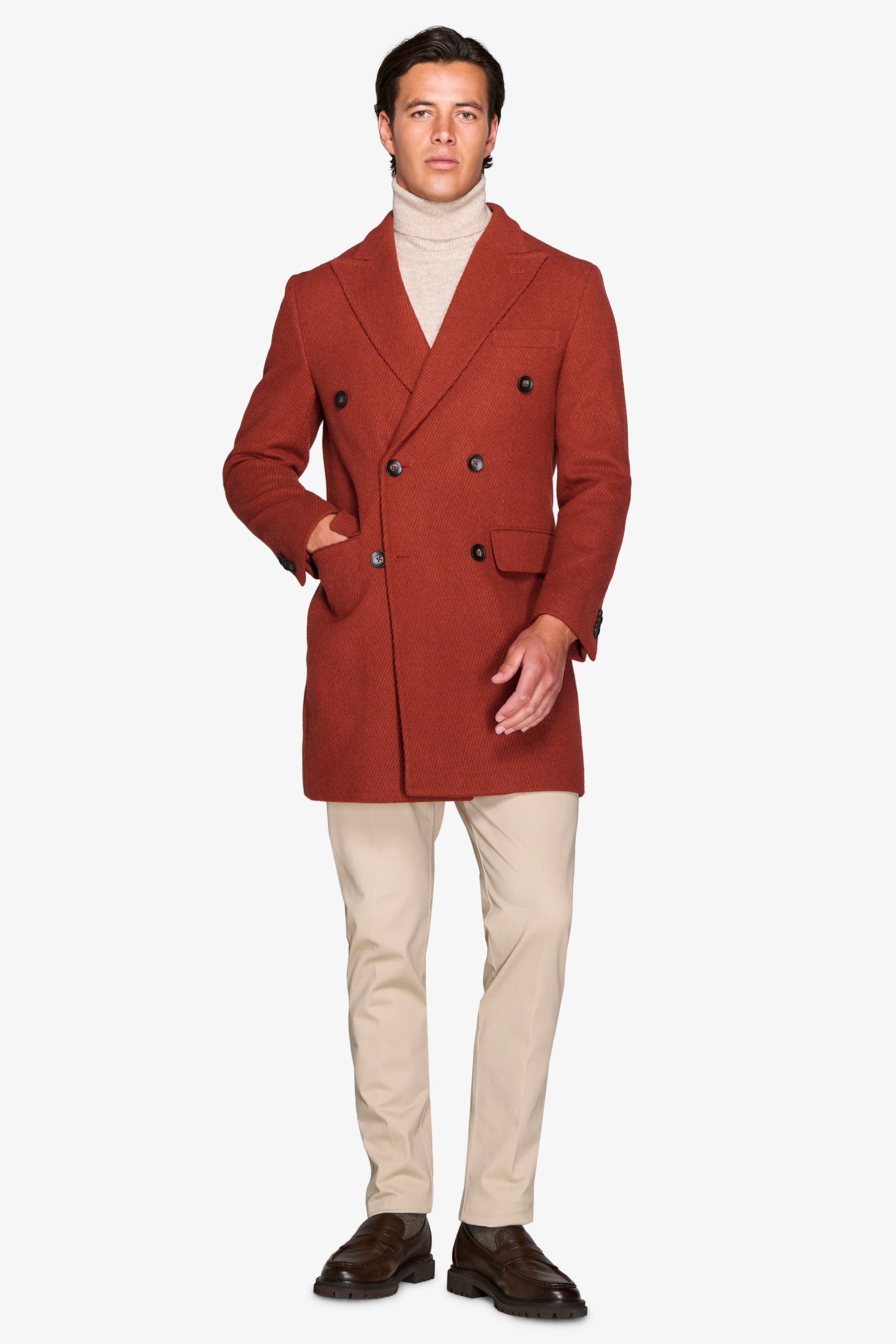 Cappotto doppiopetto cavalry coccio "Pompei"-Dan John