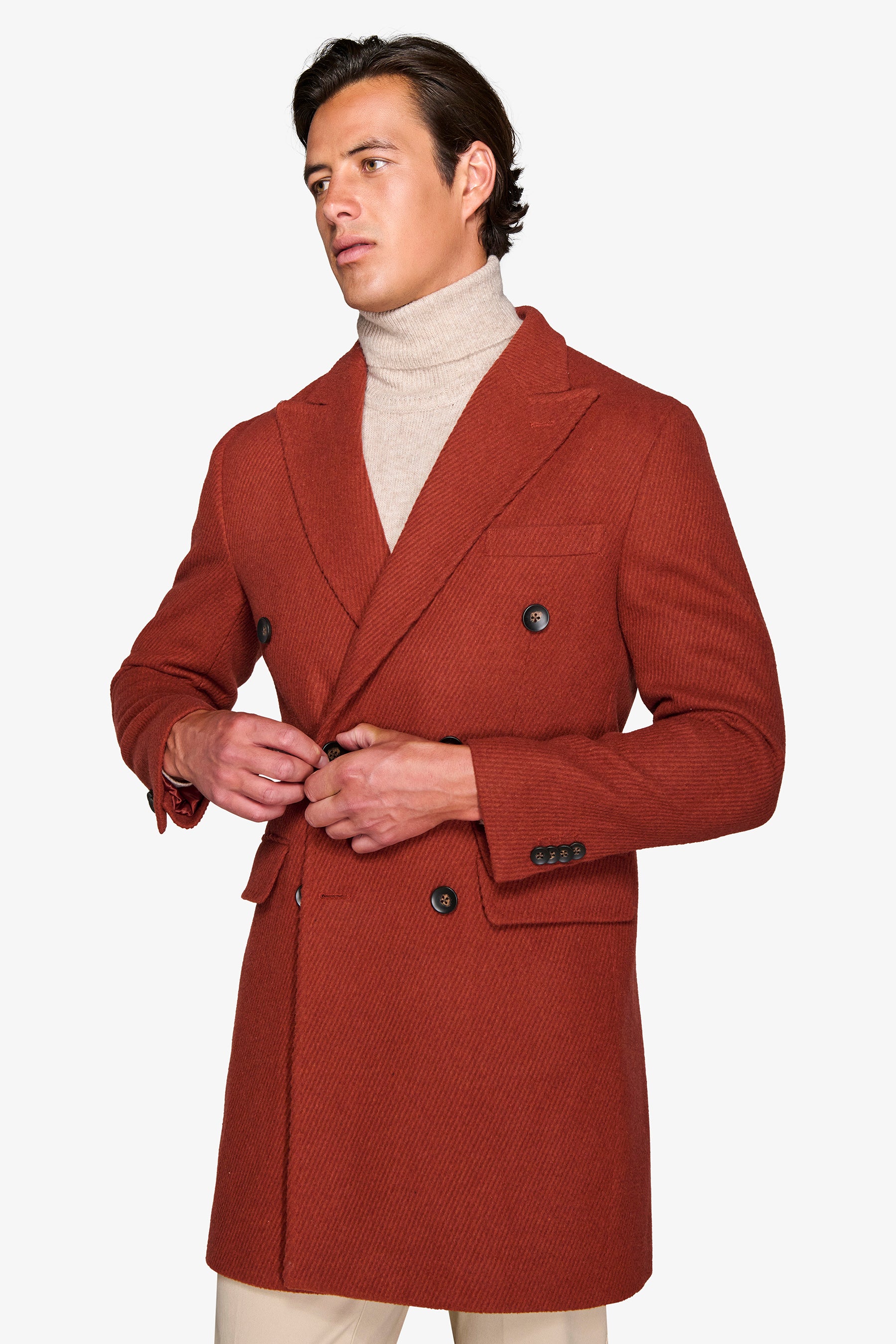 Cappotto doppiopetto cavalry coccio "Pompei"-Dan John