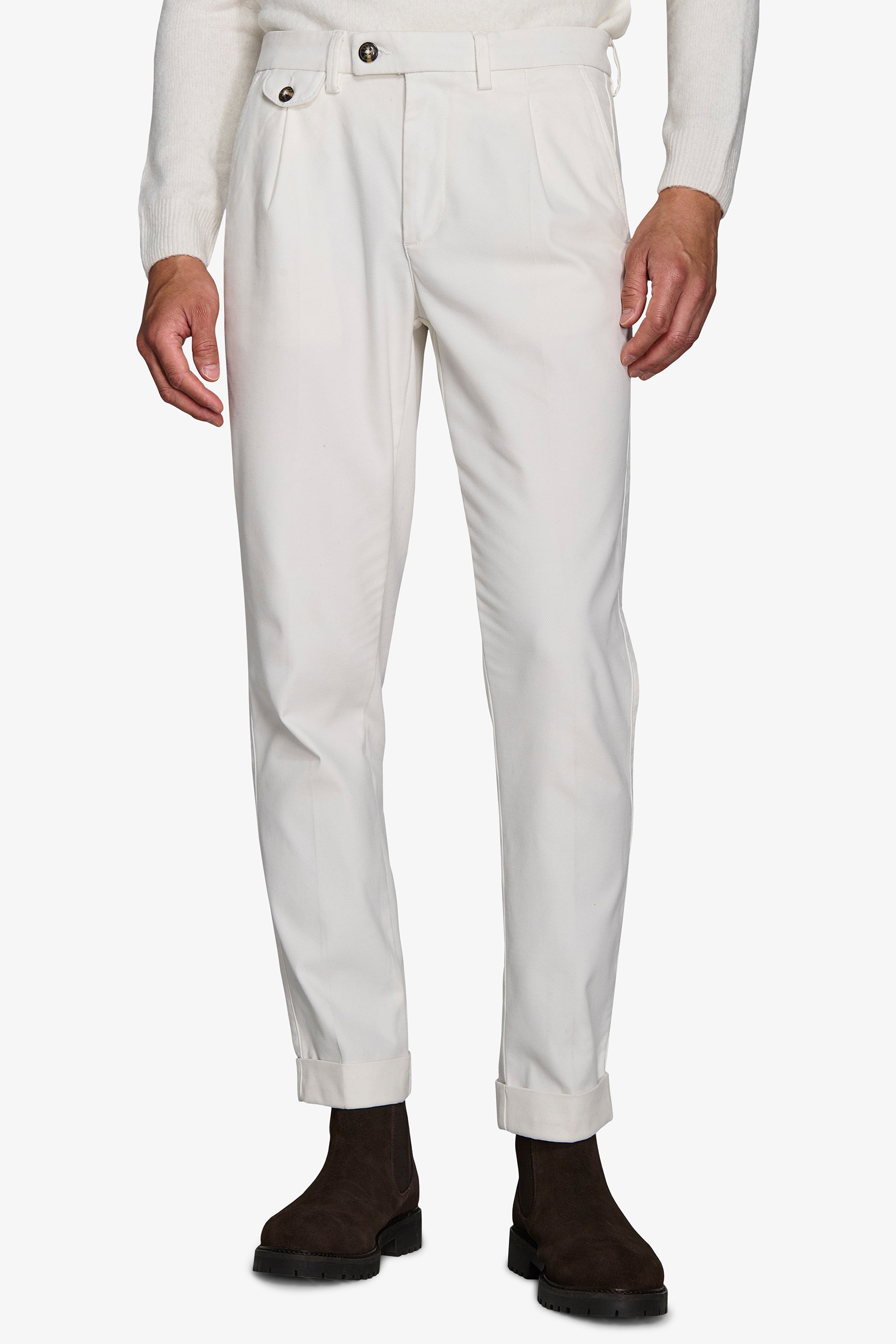Pantaloni cavalry con taschino panna-Dan John