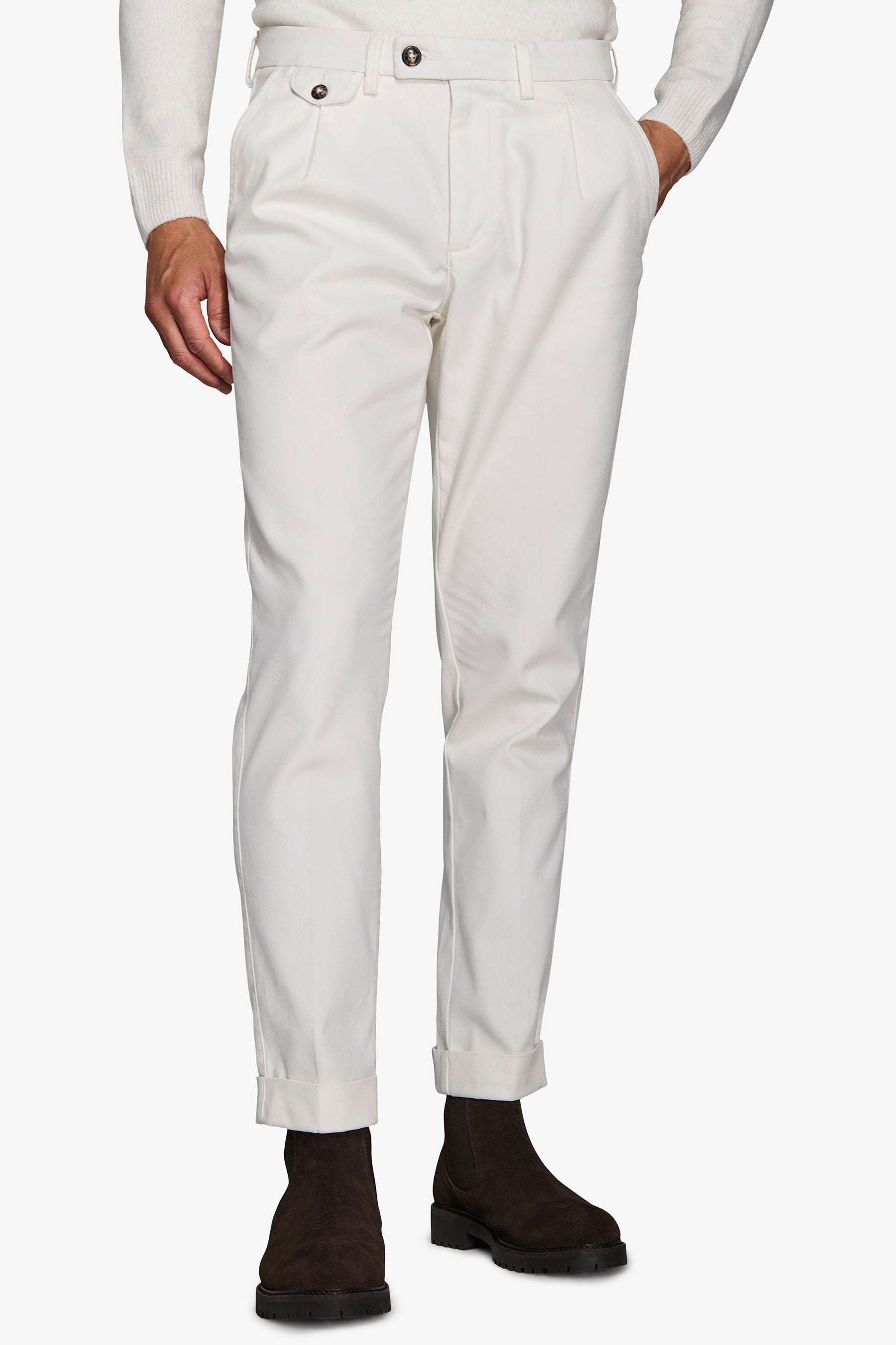 Pantaloni cavalry con taschino panna-Dan John