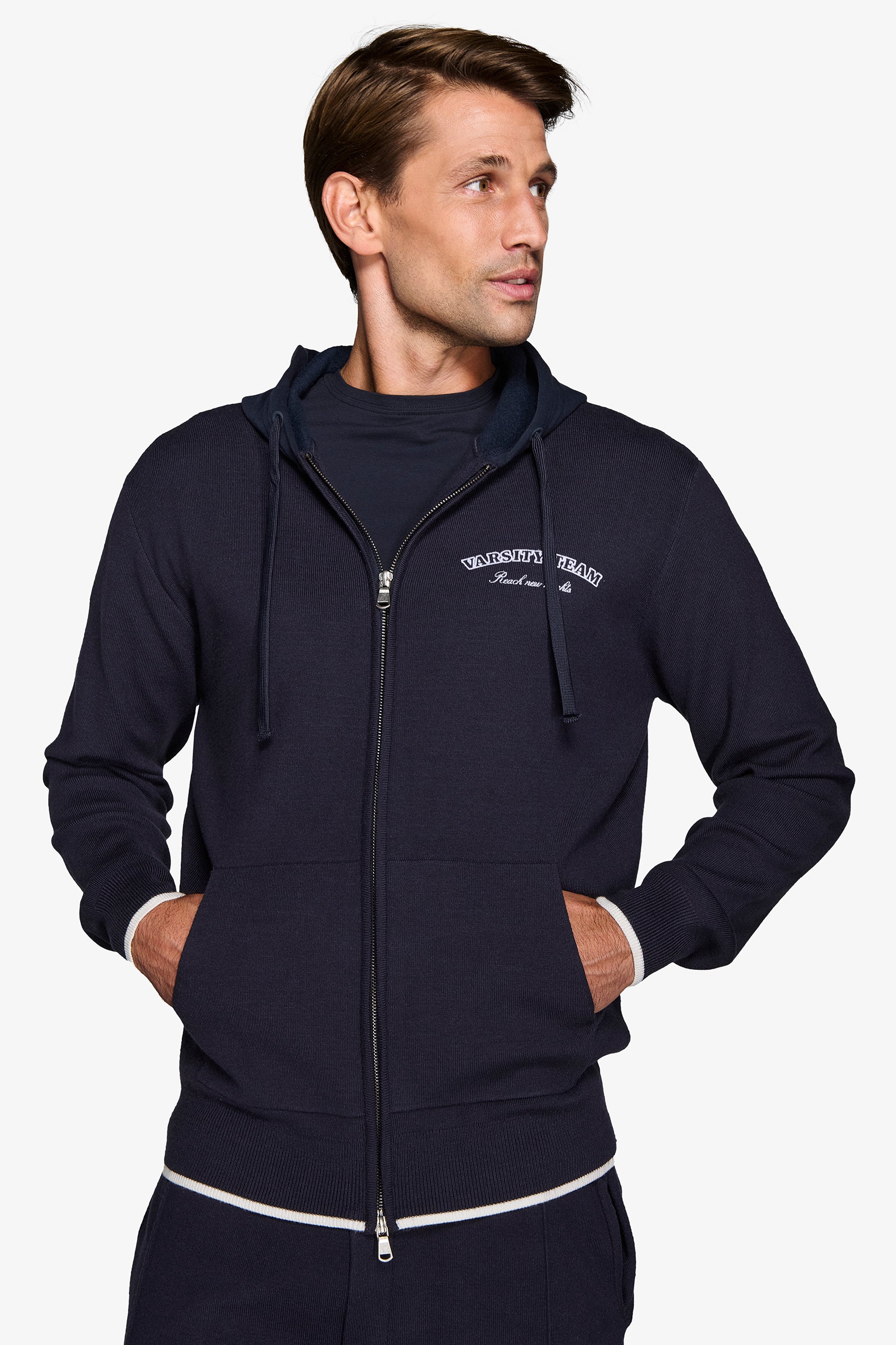 Felpa logata full zip DNJ blu-Dan John