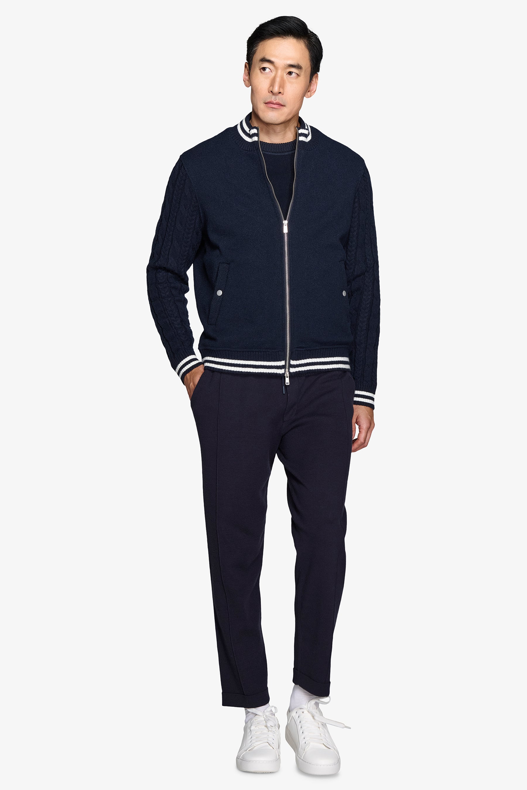 Bomber con maniche in jersey DNJ blu-Dan John