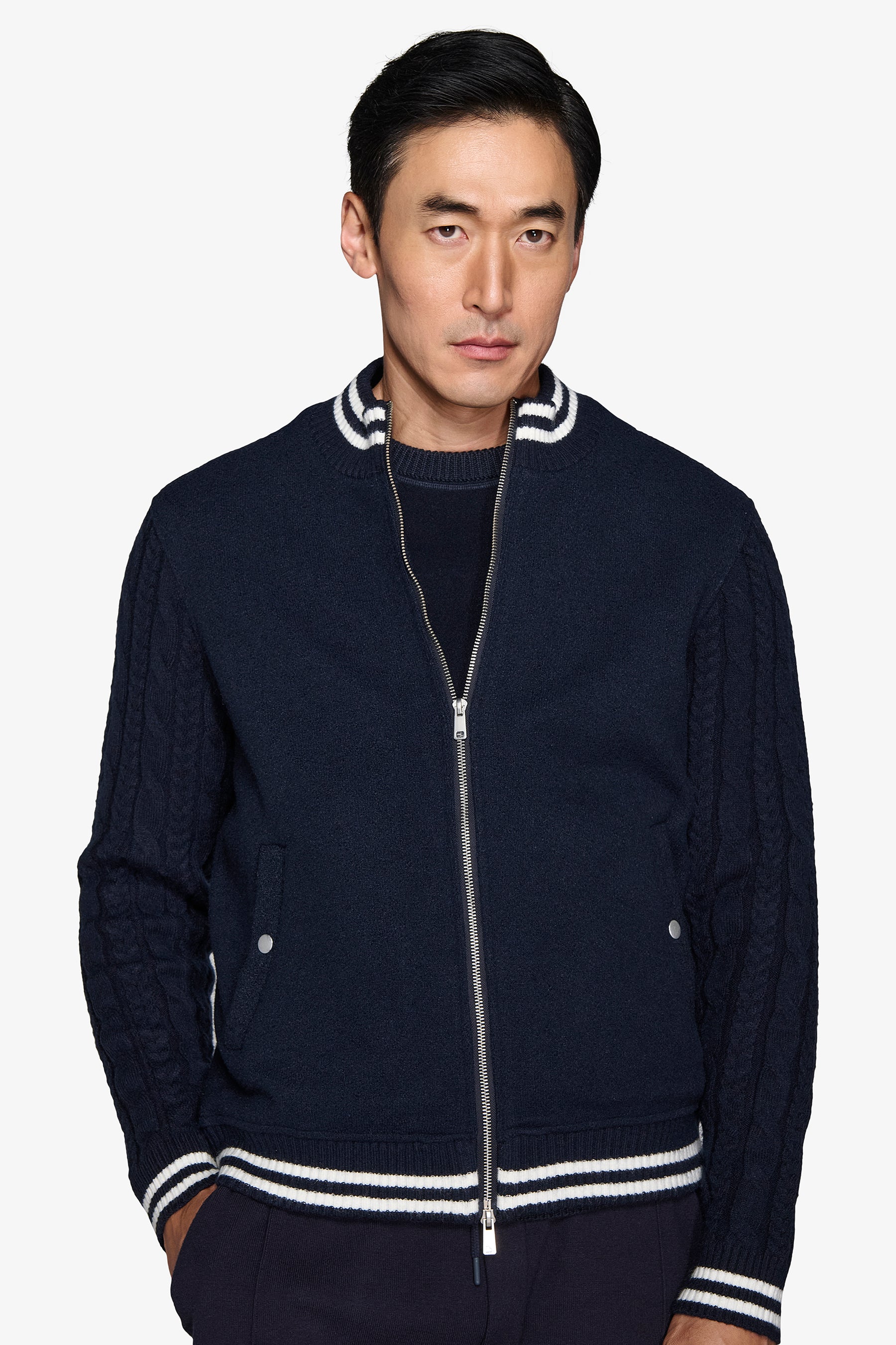 Bomber con maniche in jersey DNJ blu-Dan John