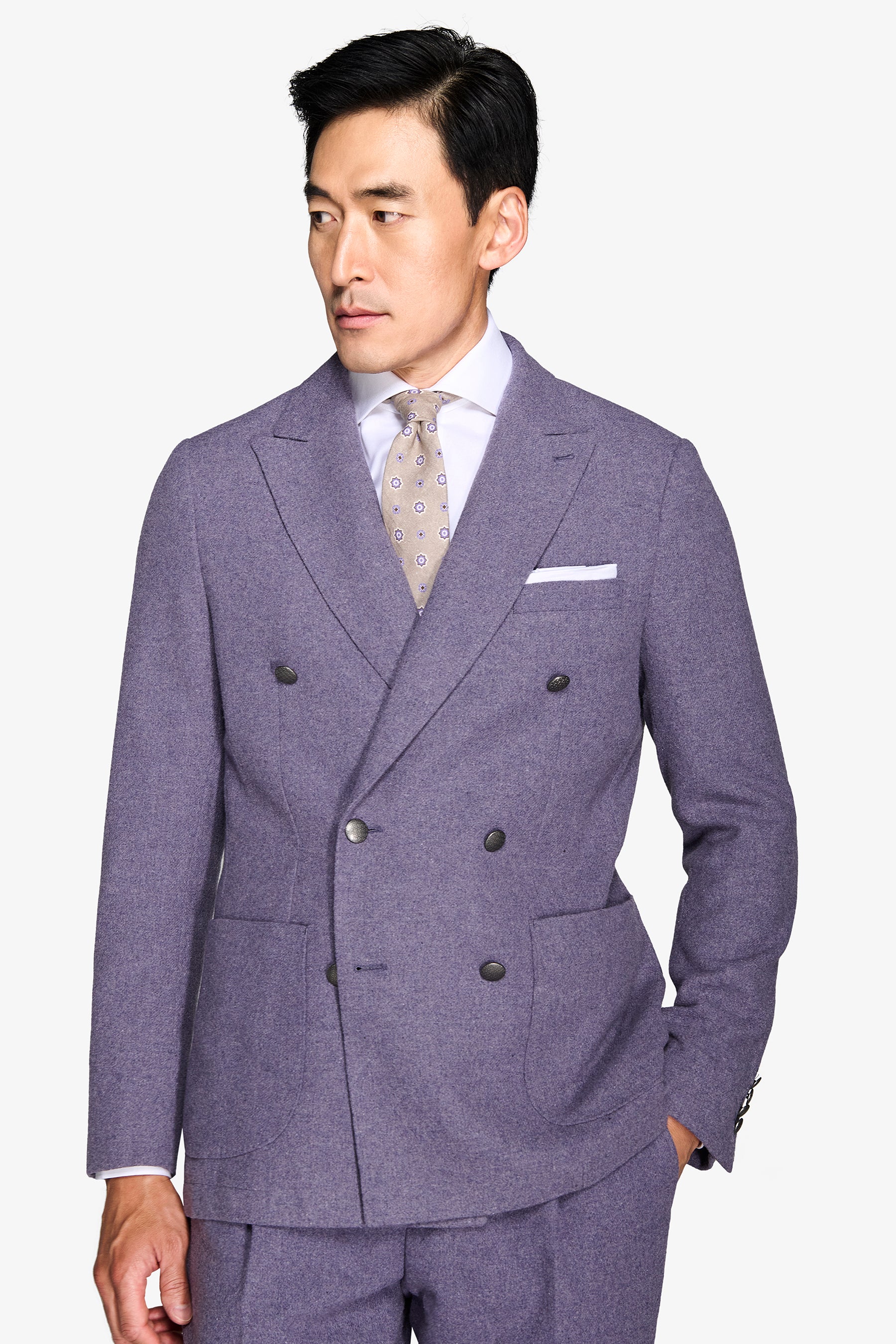 Giacca da abito doppiopetto flanella viola-Dan John