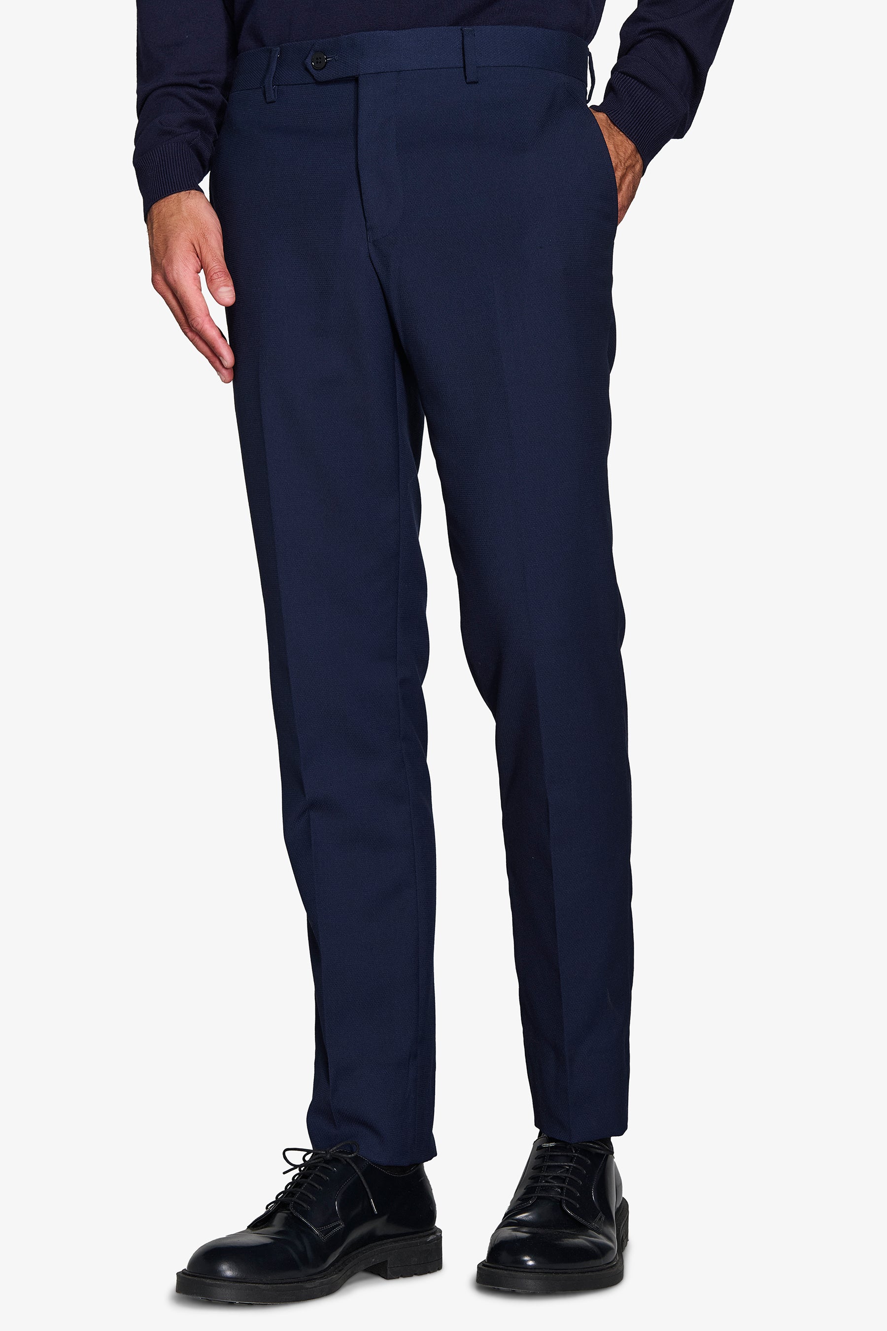 Pantaloni da abito armaturati blu slim-Dan John