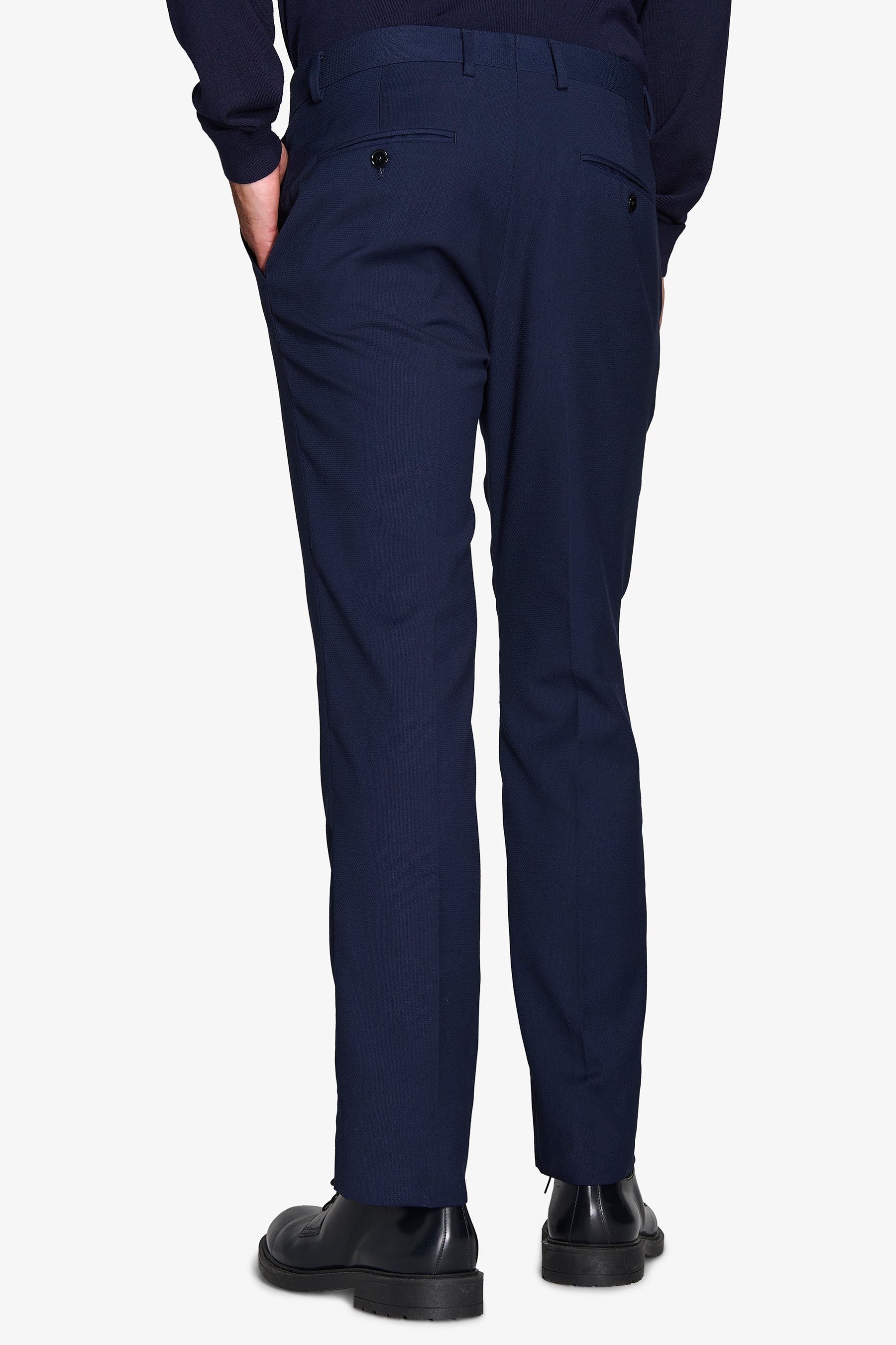 Pantaloni da abito armaturati blu slim-Dan John
