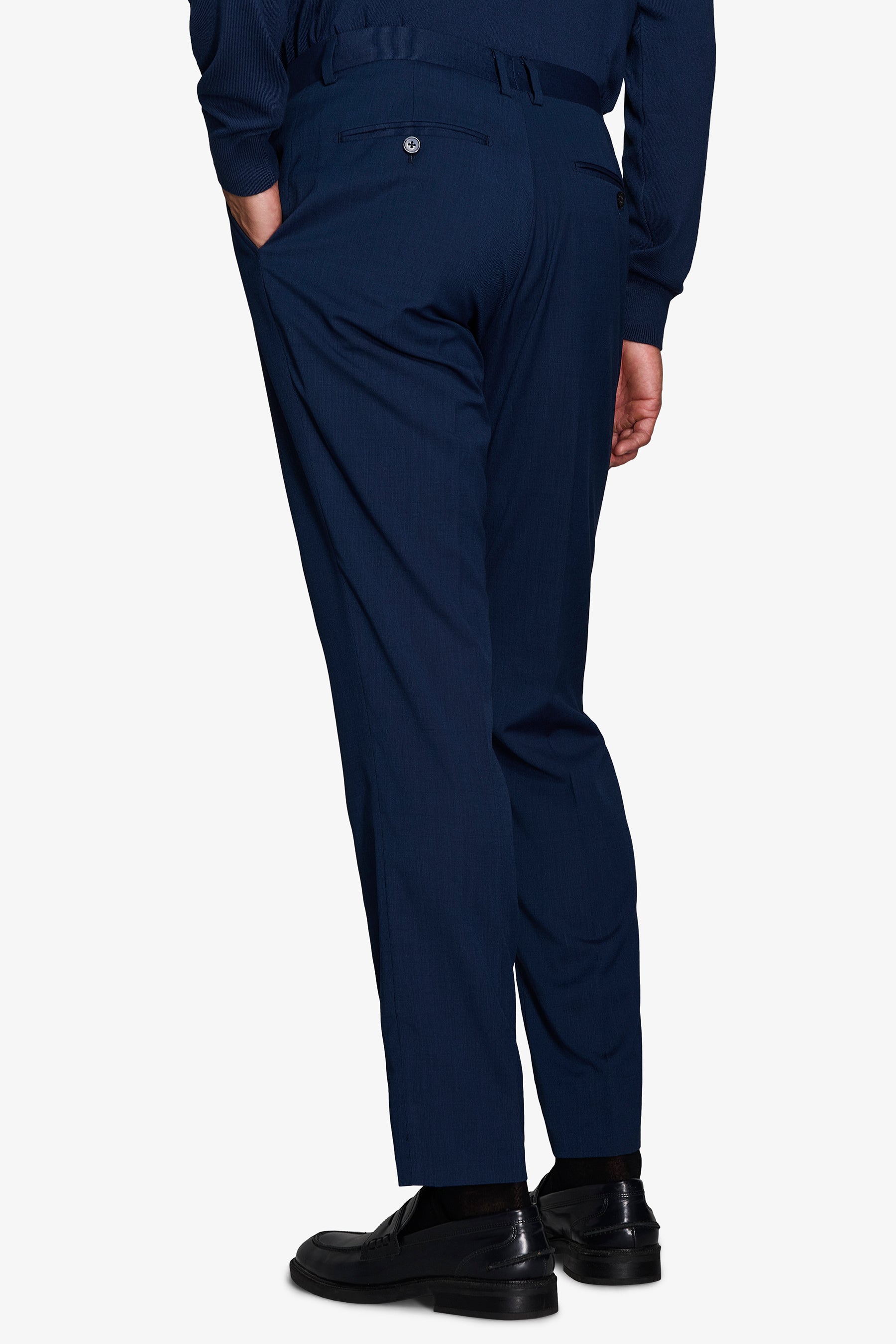 Pantaloni da abito trama punto a spillo blu slim-Dan John