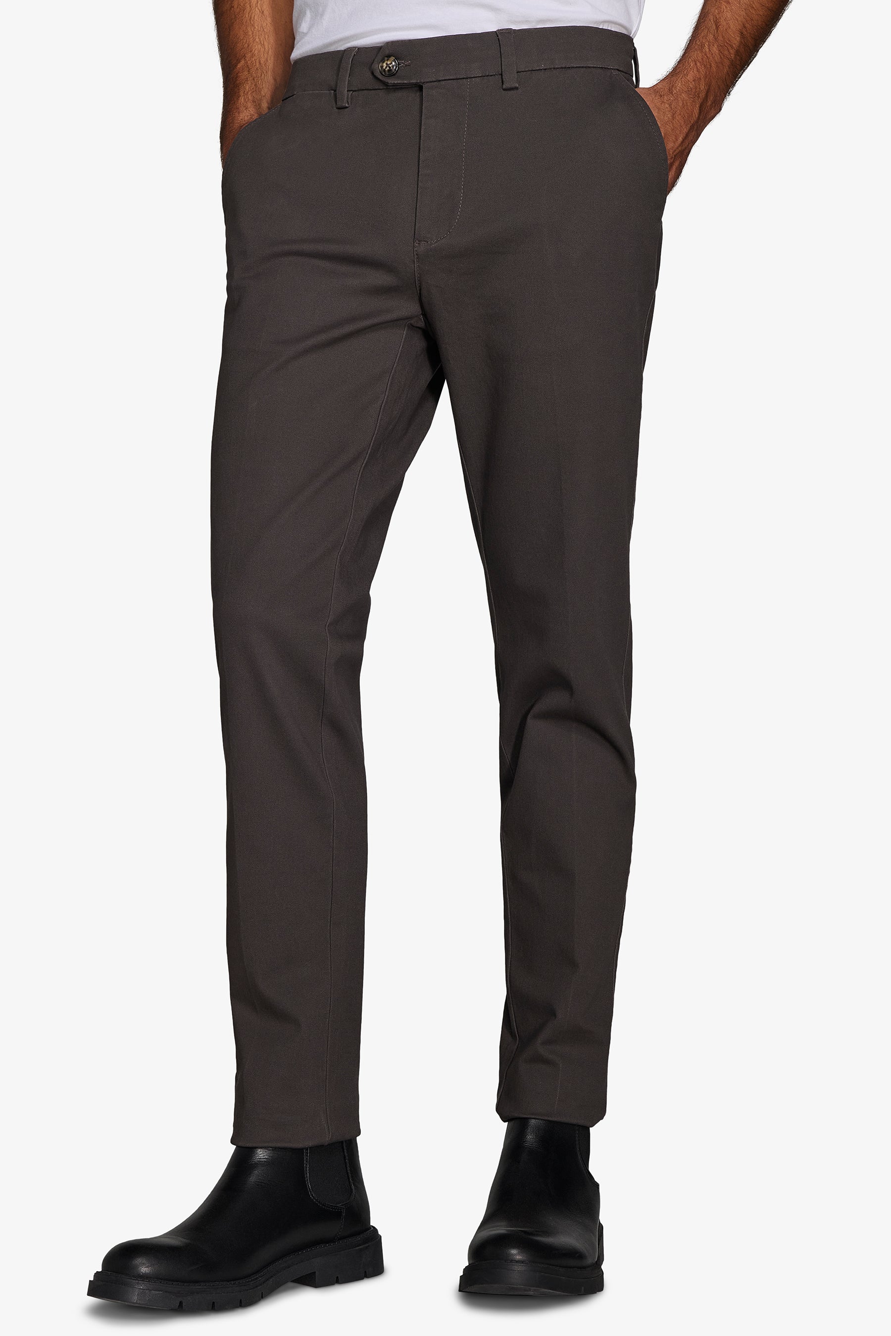 Pantalon chino en gabardine anthracite