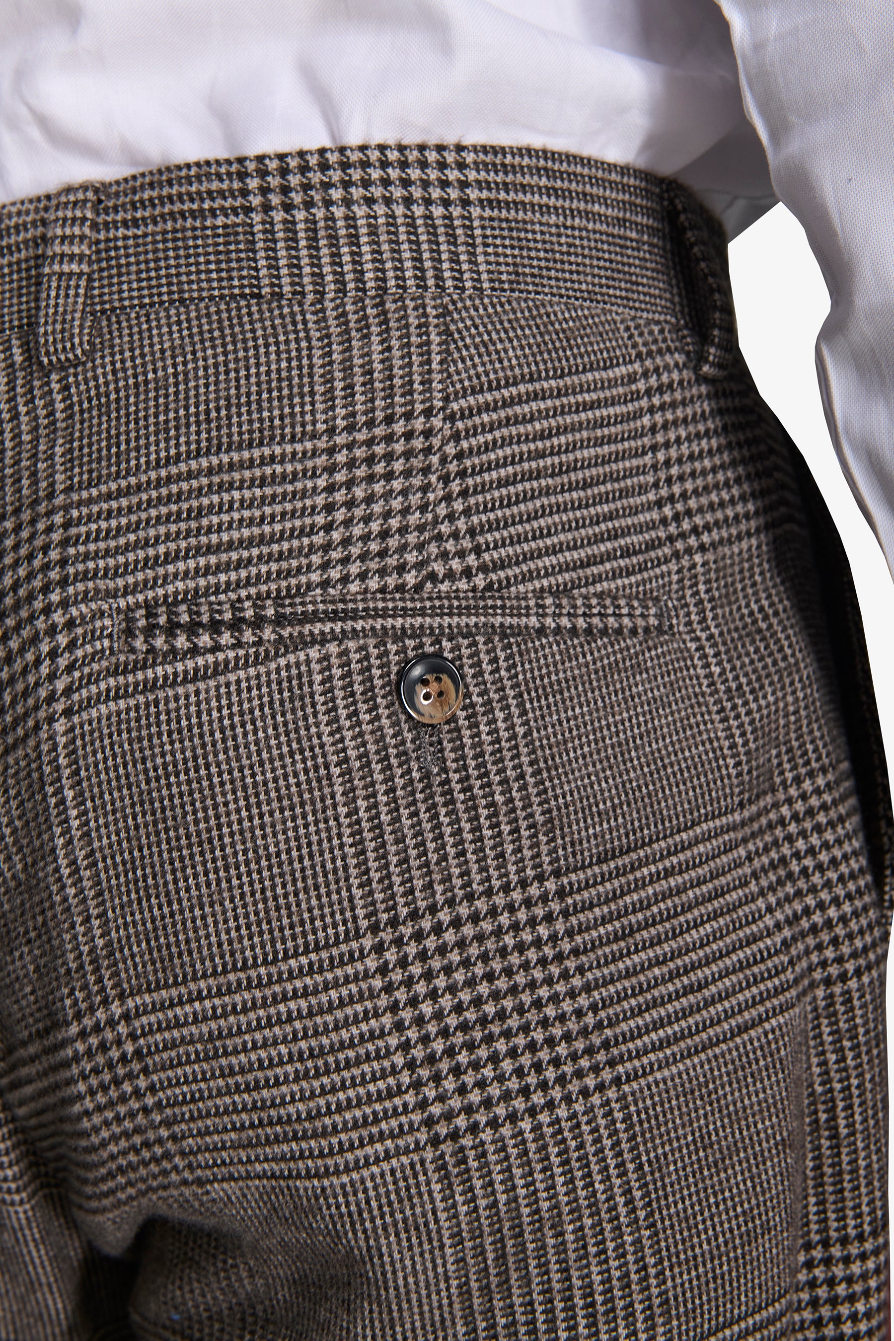 Pantaloni da abito Principe di Galles misto lana tortora-Dan John