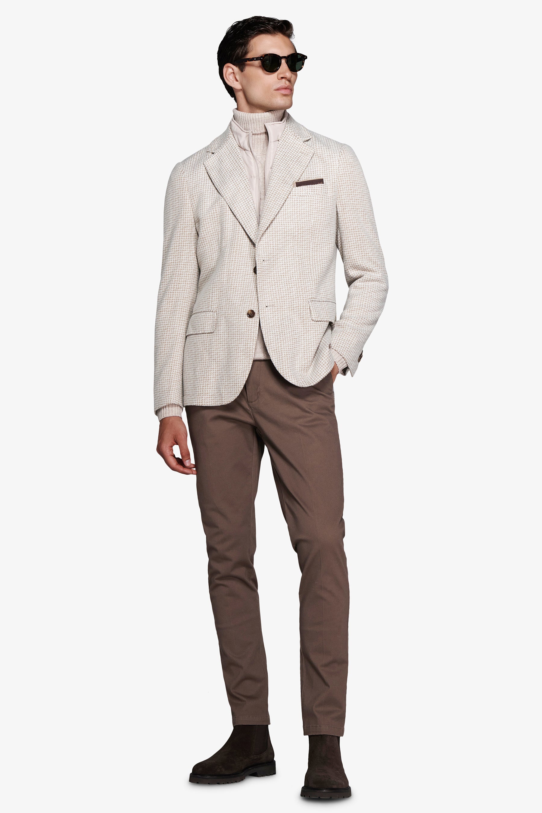 Beige blazer with bib