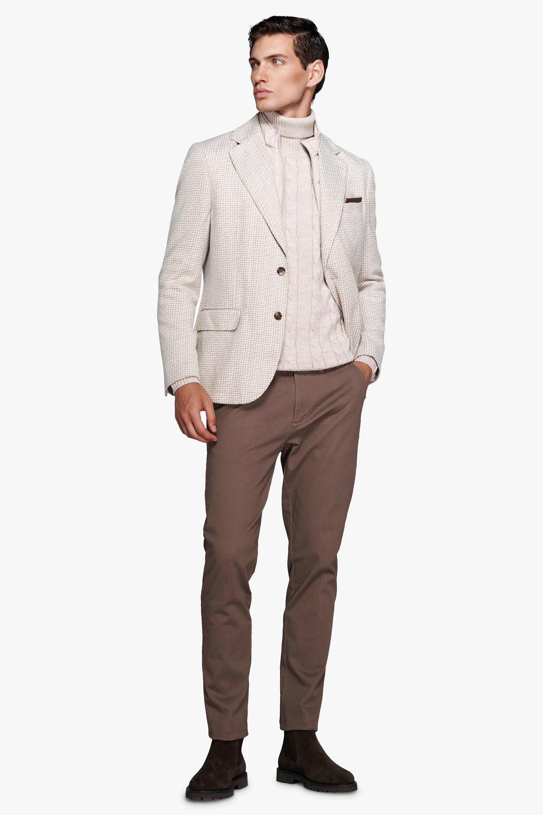 Beige blazer with bib