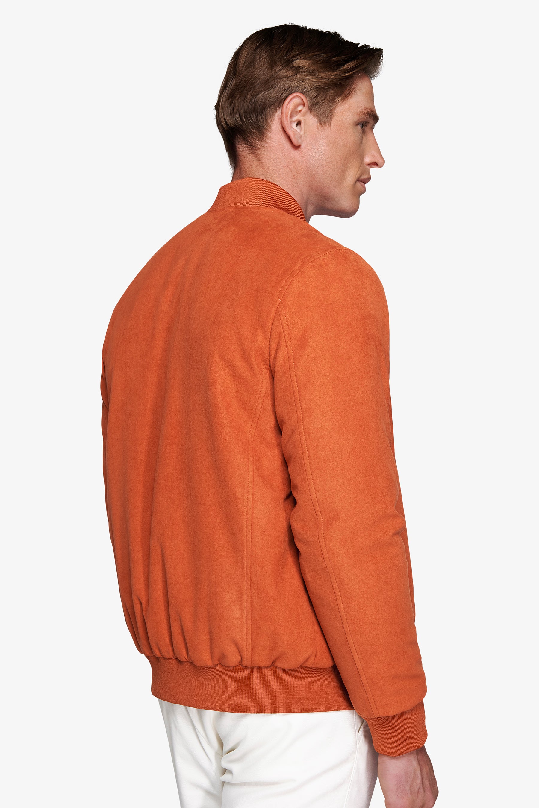 Bomber full zip in ecosuede arancio