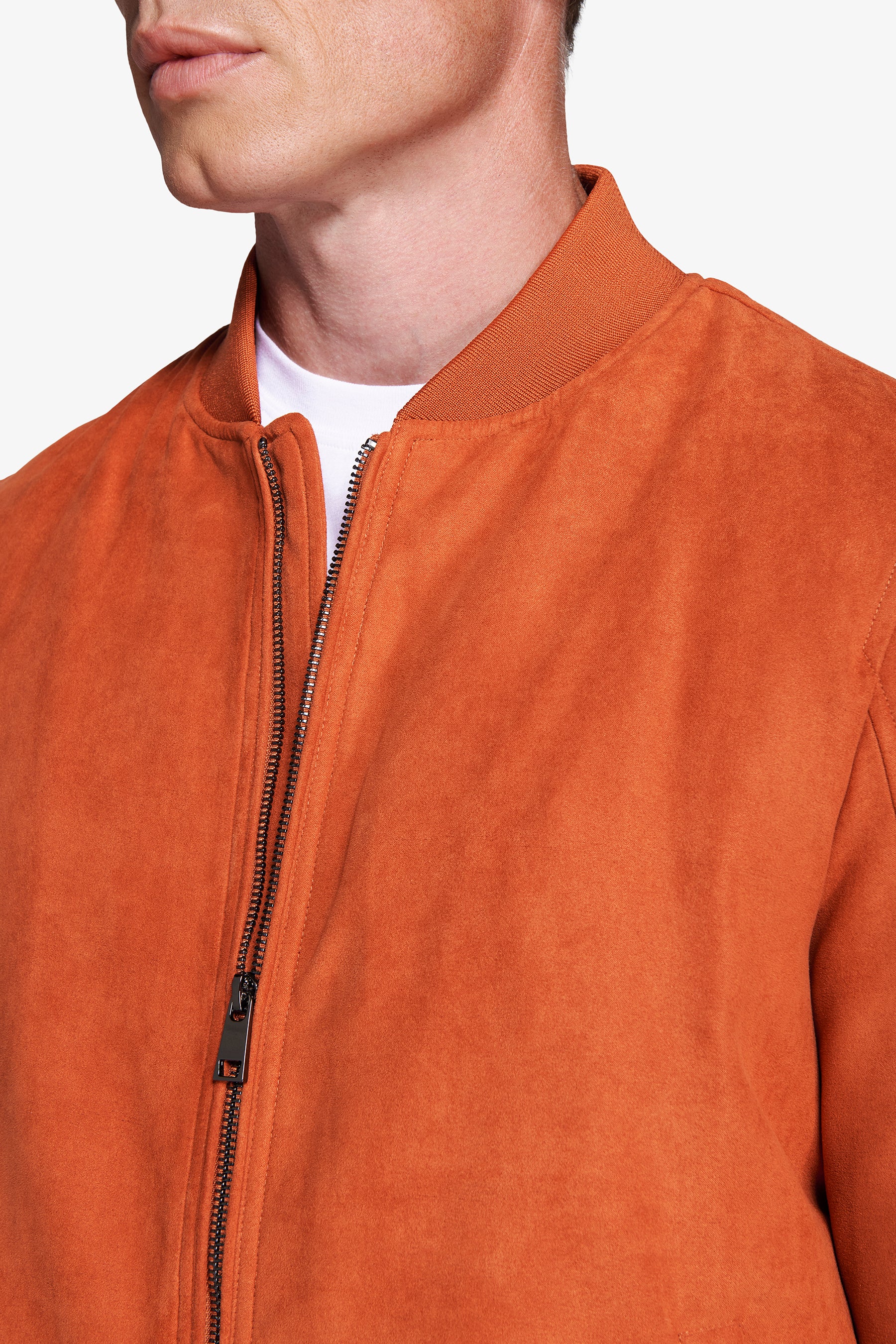 Bomber full zip in ecosuede arancio