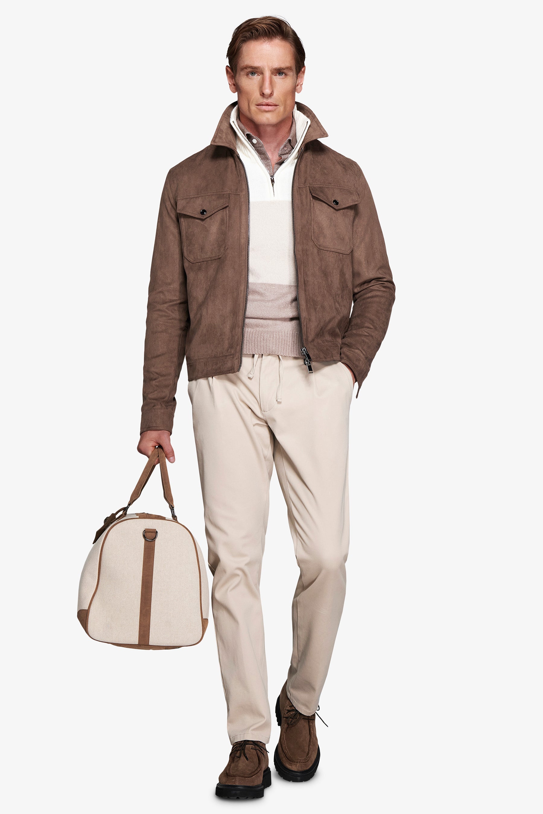 Giubbotto corto in ecosuede tortora