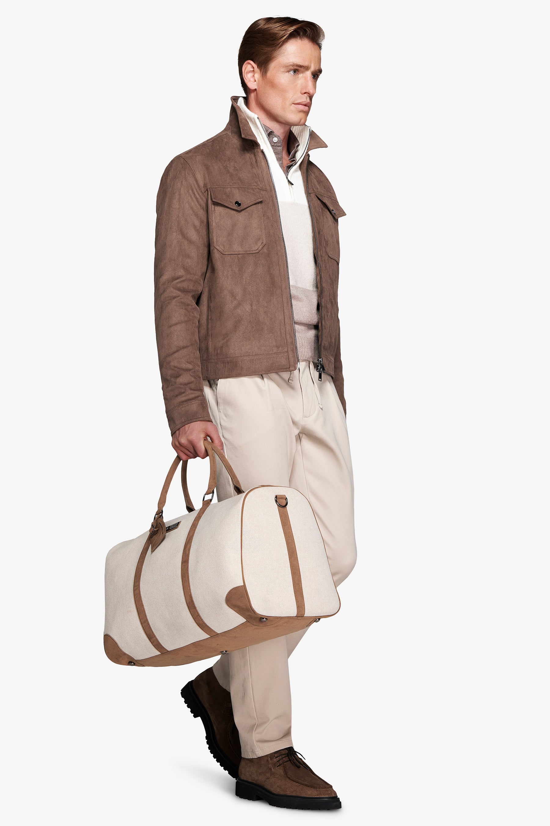 Giubbotto corto in ecosuede tortora