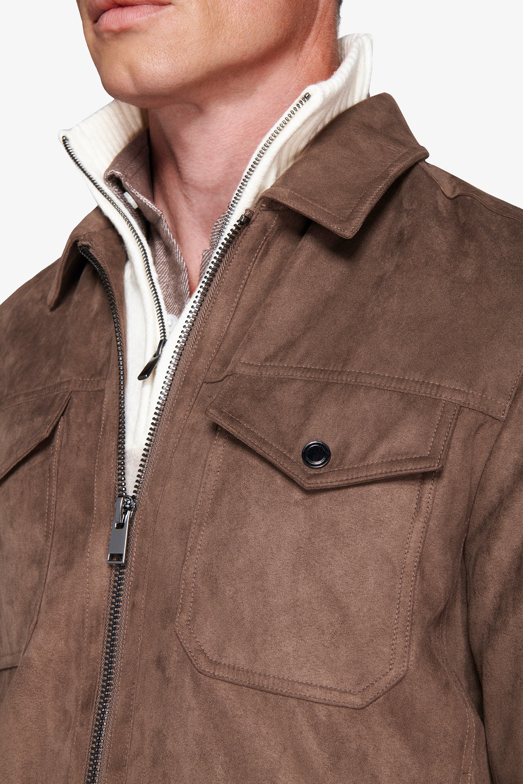 Giubbotto corto in ecosuede tortora