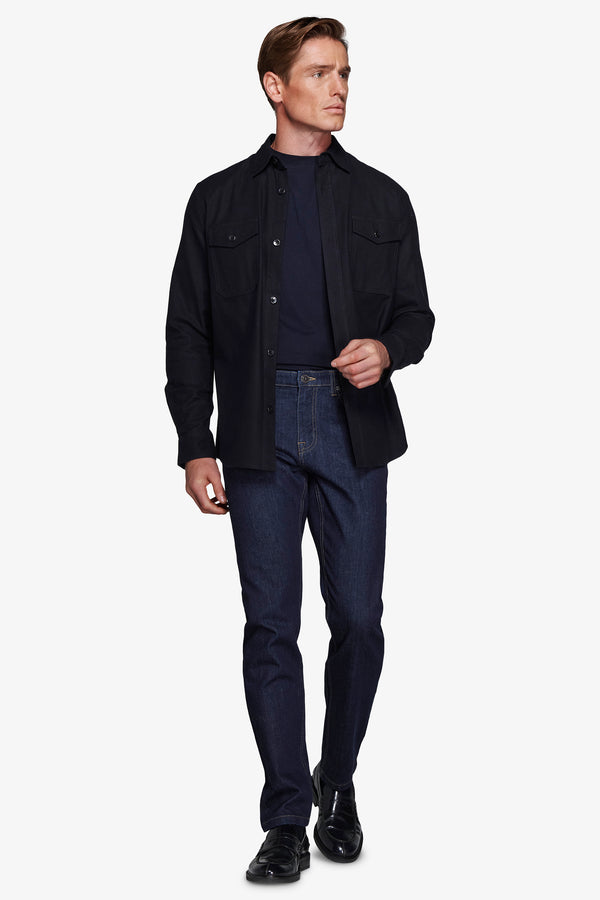 Overshirt effetto flanella blu-Dan John