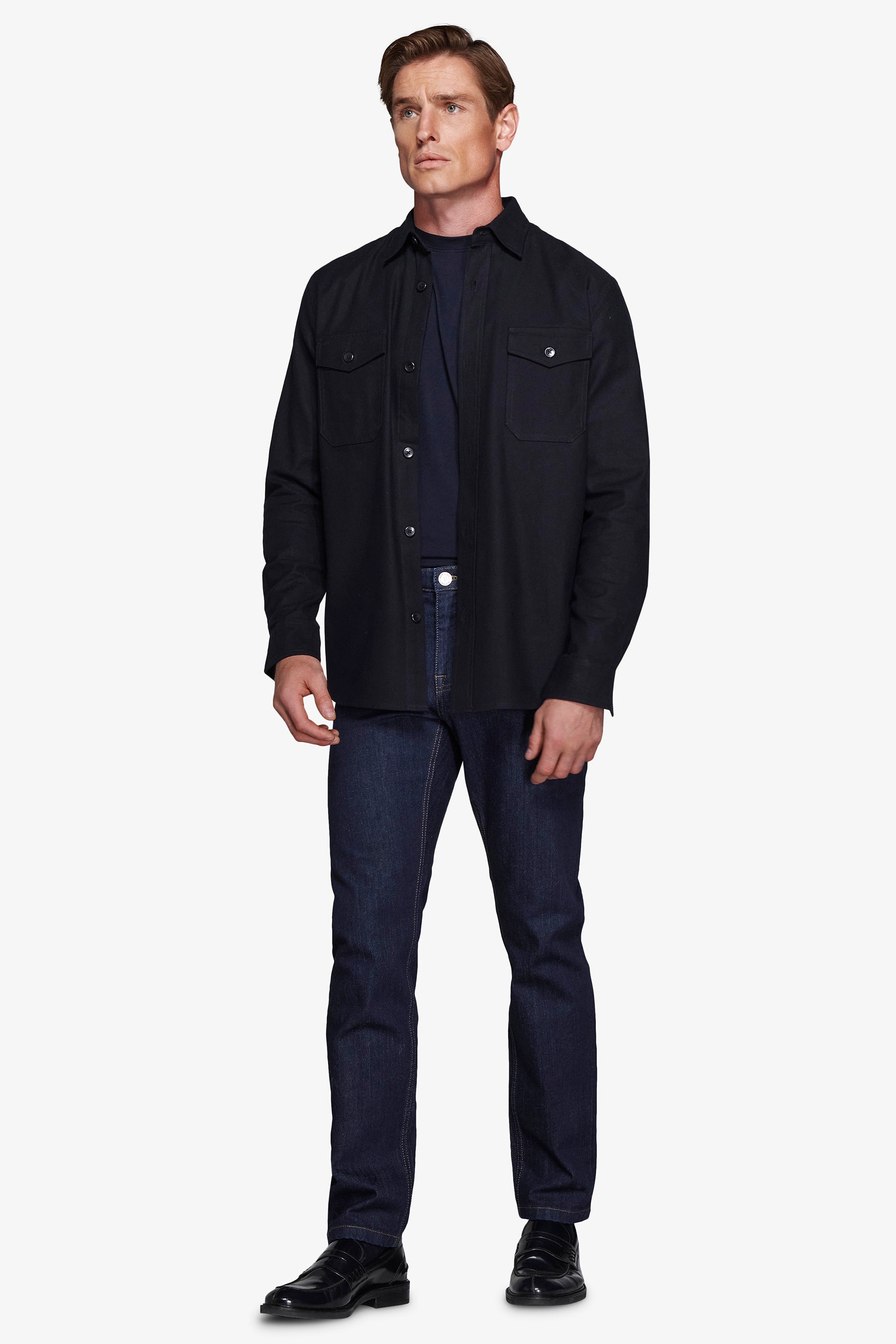 Overshirt effetto flanella blu-Dan John