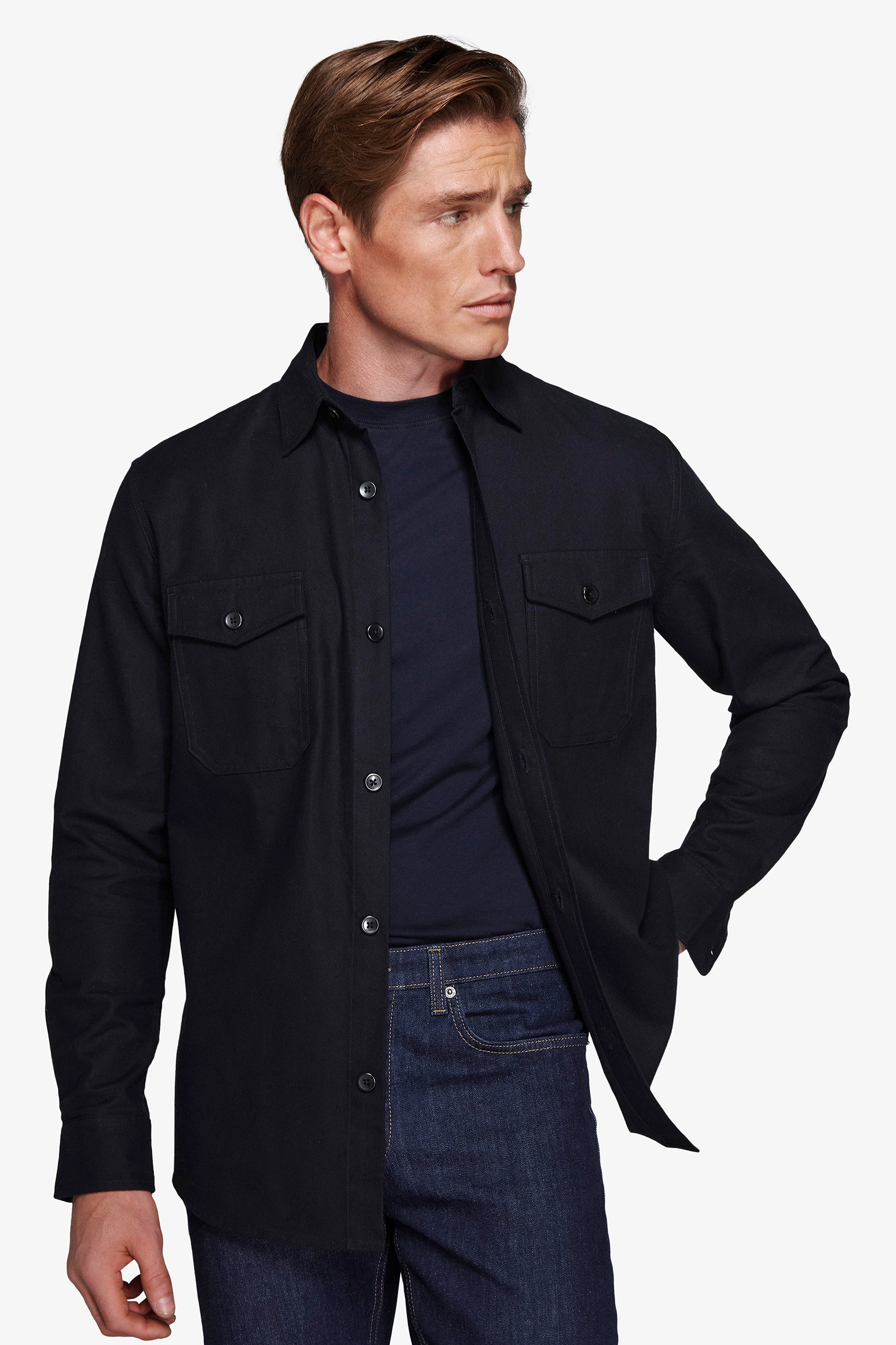 Overshirt effetto flanella blu-Dan John