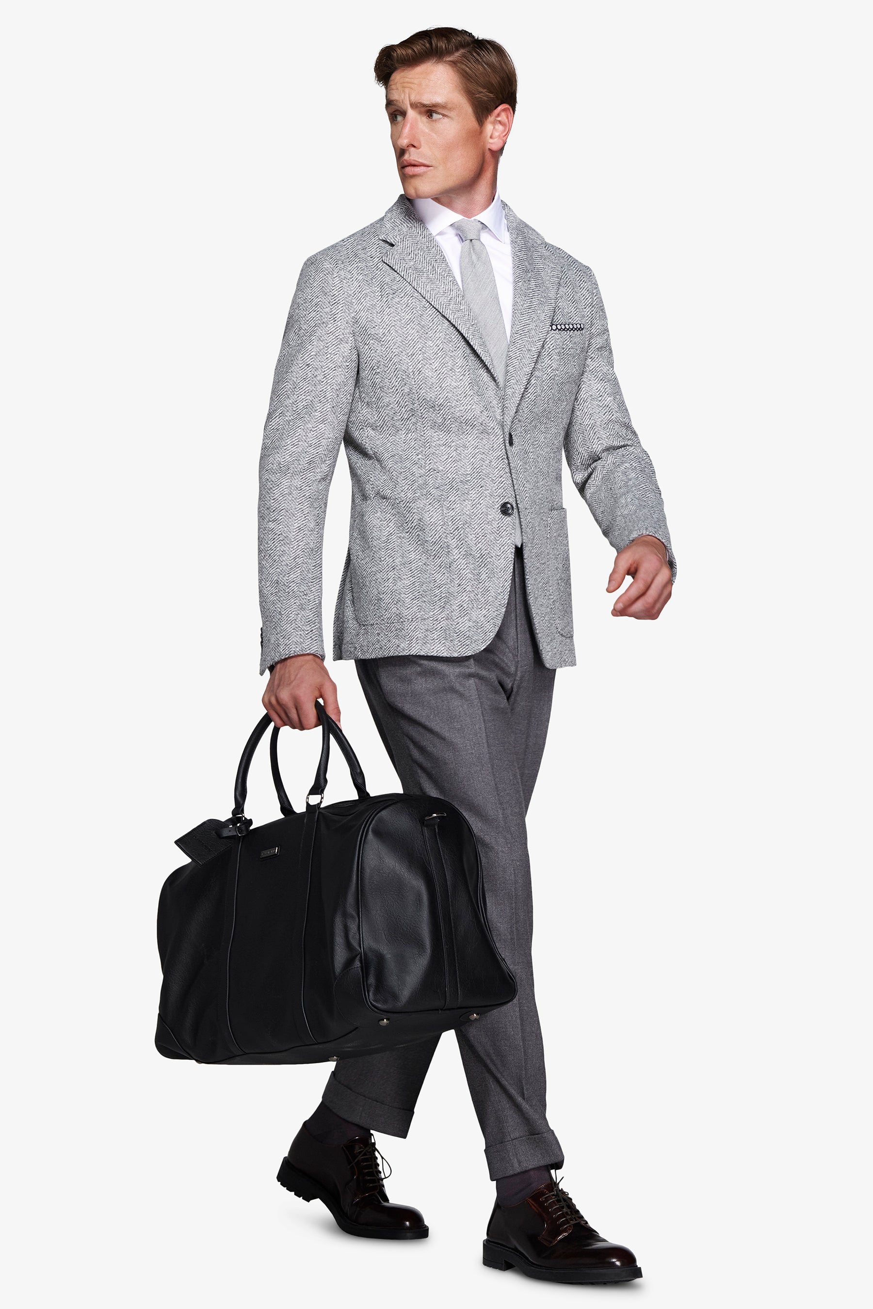 Veste en jersey à chevrons gris moyen