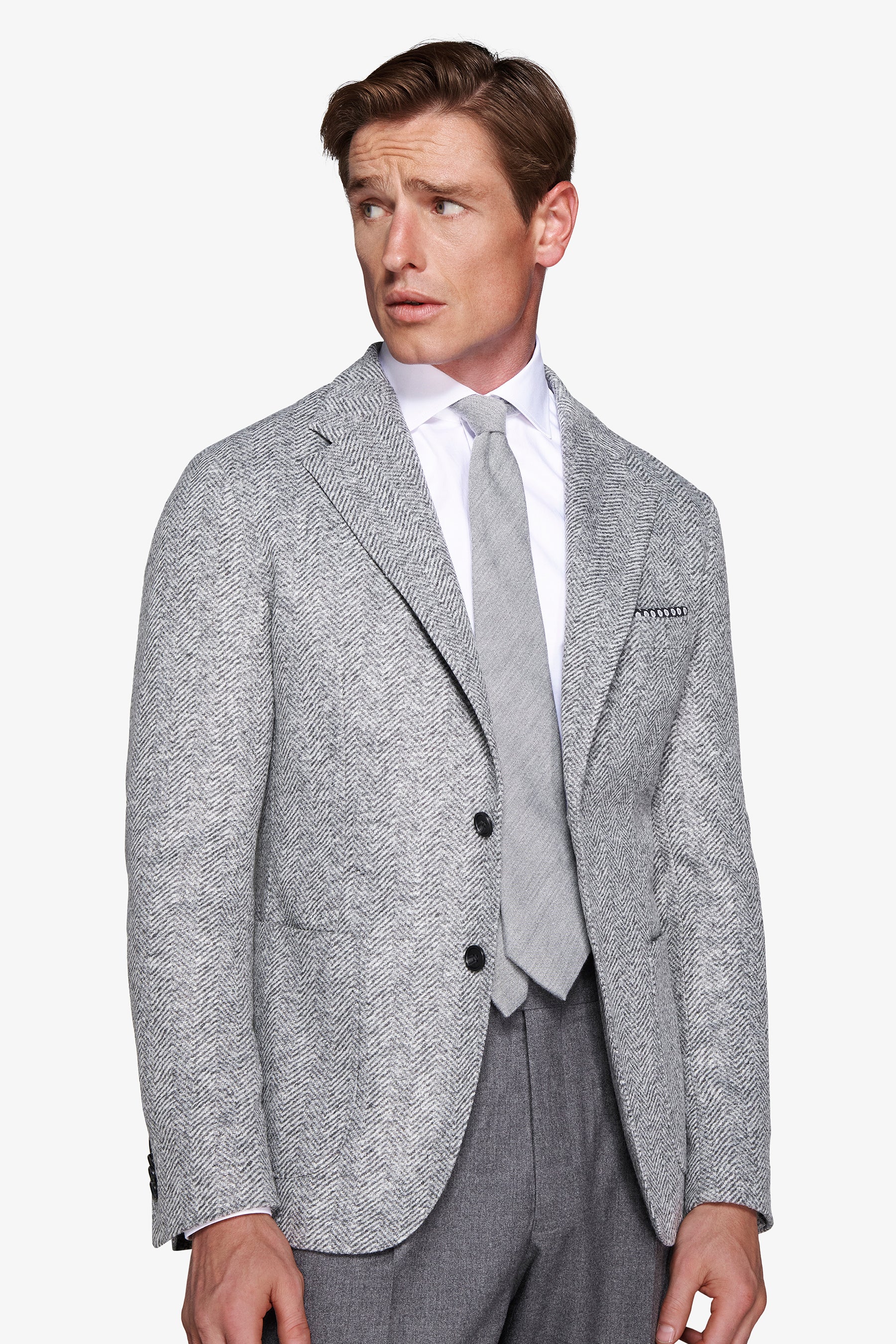 Veste en jersey à chevrons gris moyen