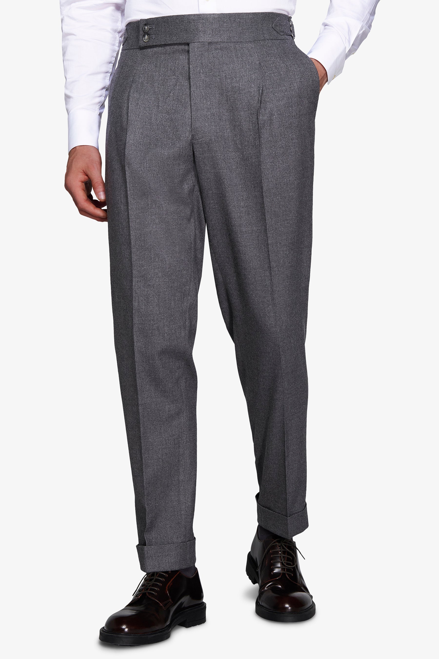 Pantalon effet flanelle gris moyen