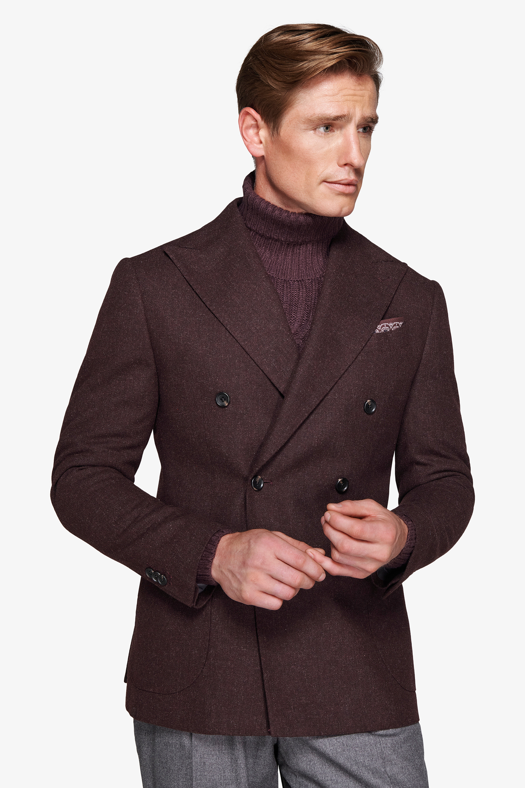 Giacca doppiopetto effetto flanella bordeaux-Dan John